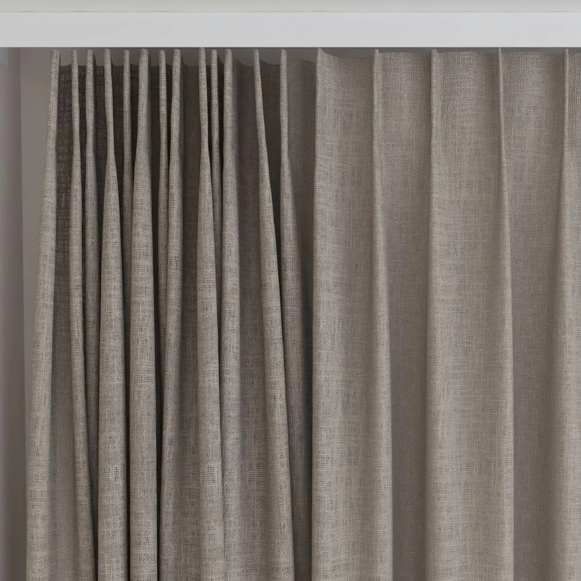 Top view of Adobe Husk, on curtain rail