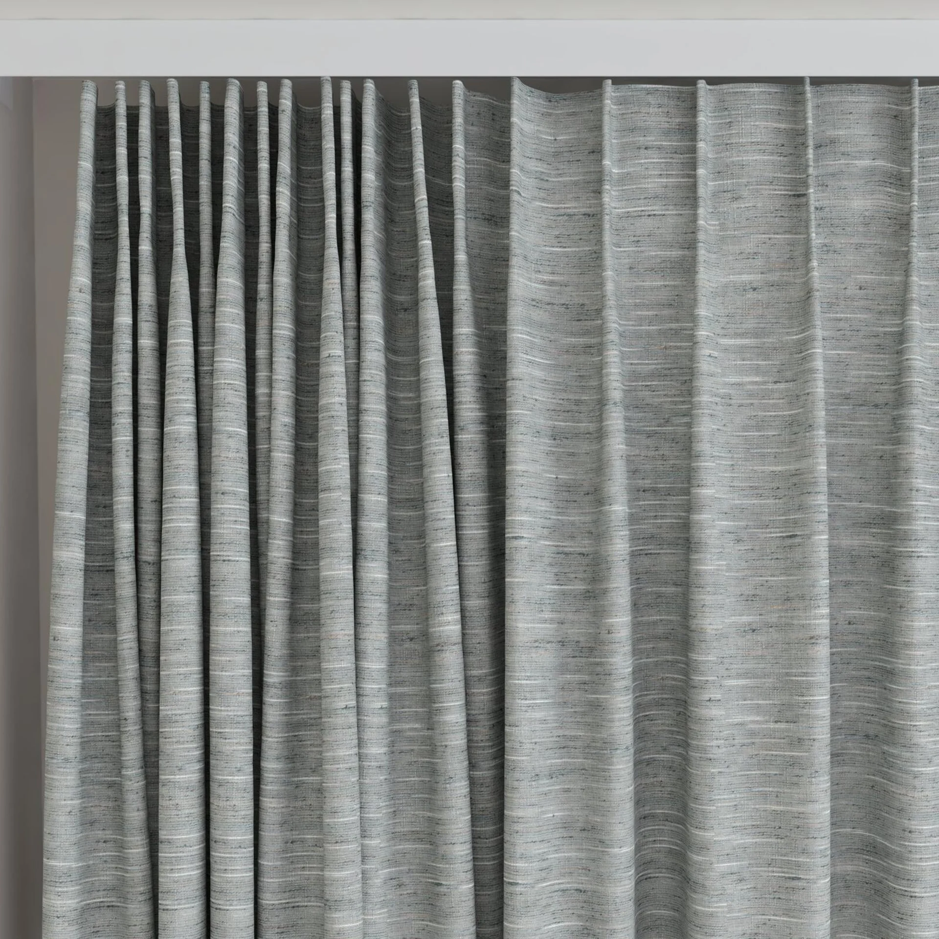 Top view of Venus Sterling, on curtain rail