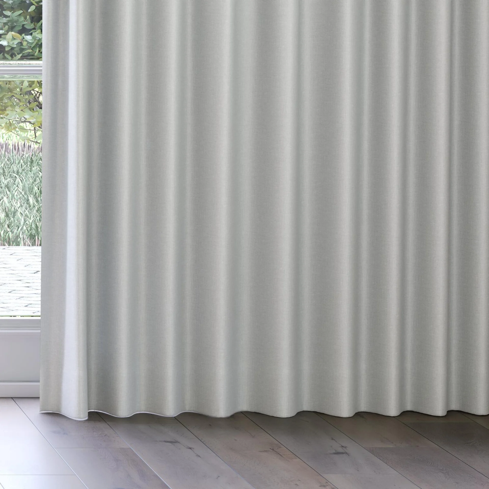 Bottom view of Grove Dove, on curtain rail