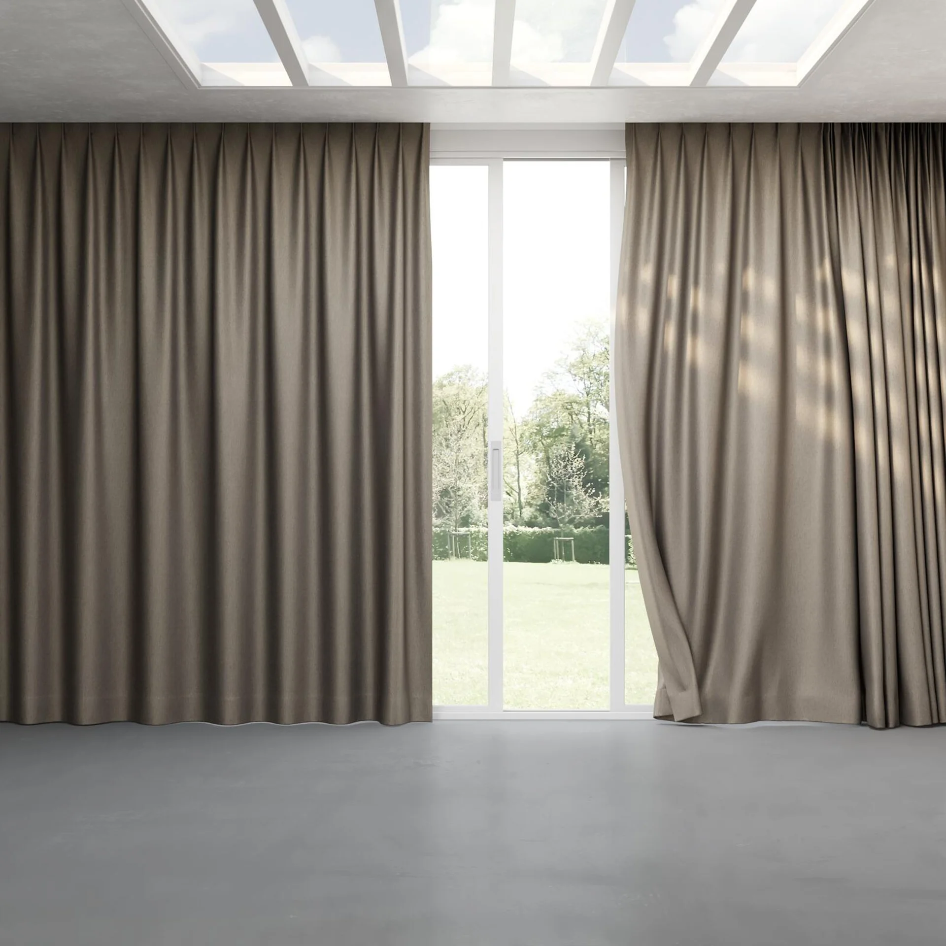 Full view of Matrix Chinchilla, pinch pleat
