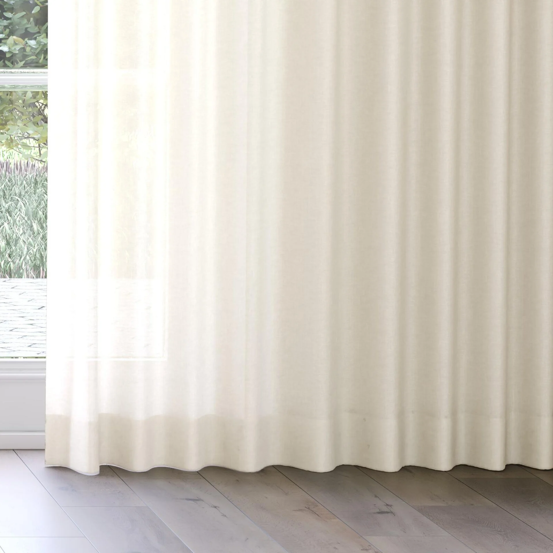 Bottom view of Arcadia Marzipan, on curtain rail