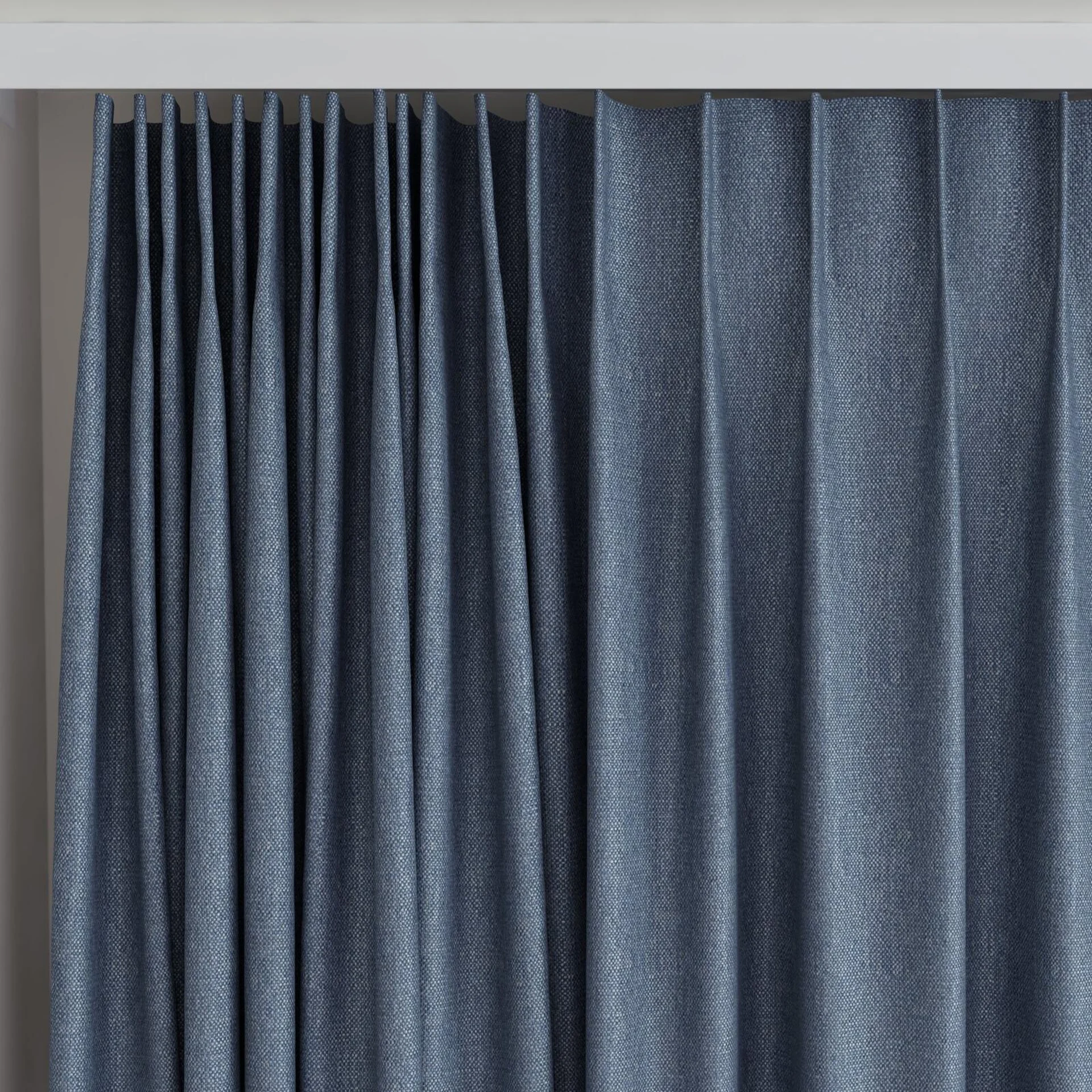 Top view of Gent Denim, on curtain rail