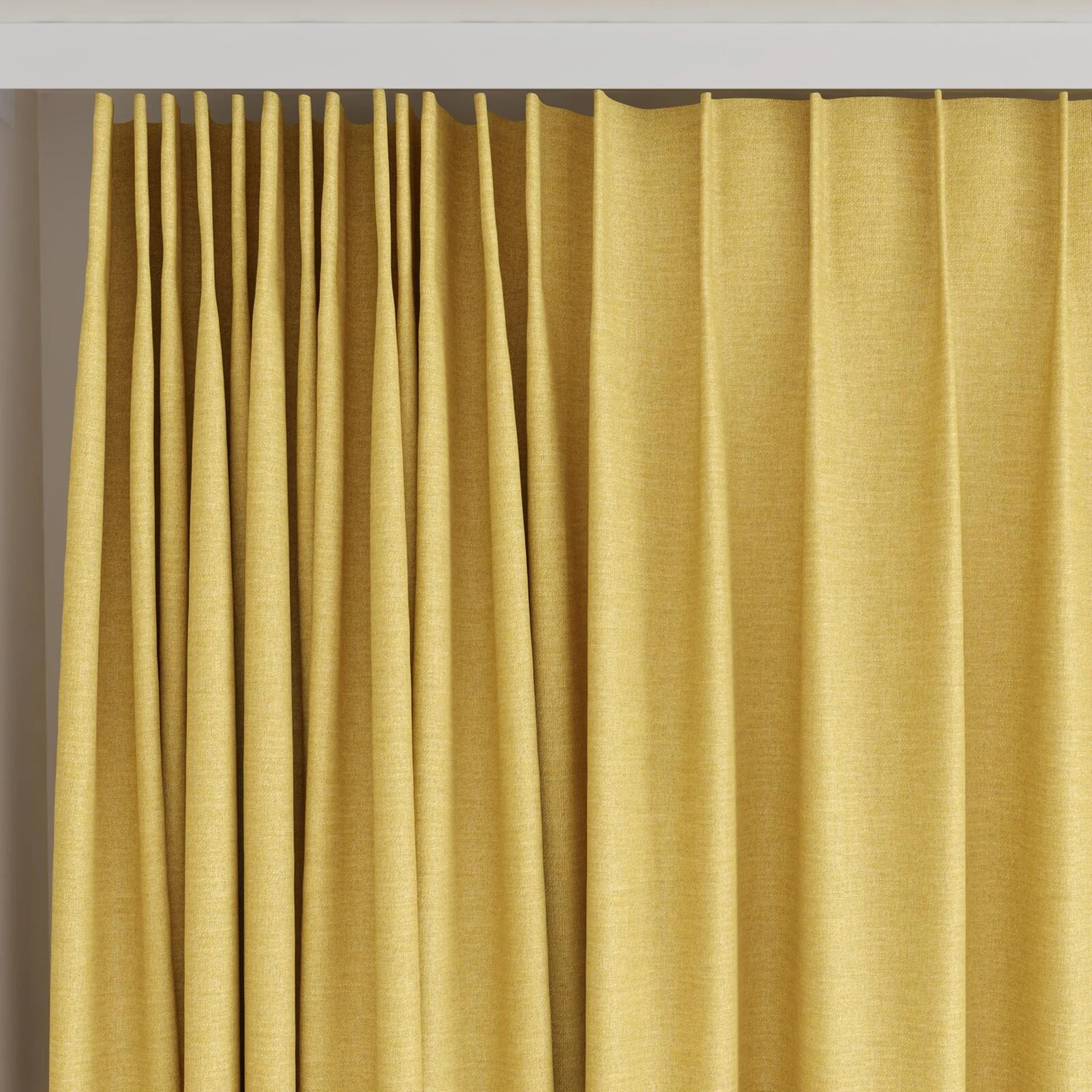 Top view of Casual Gold, on curtain rail