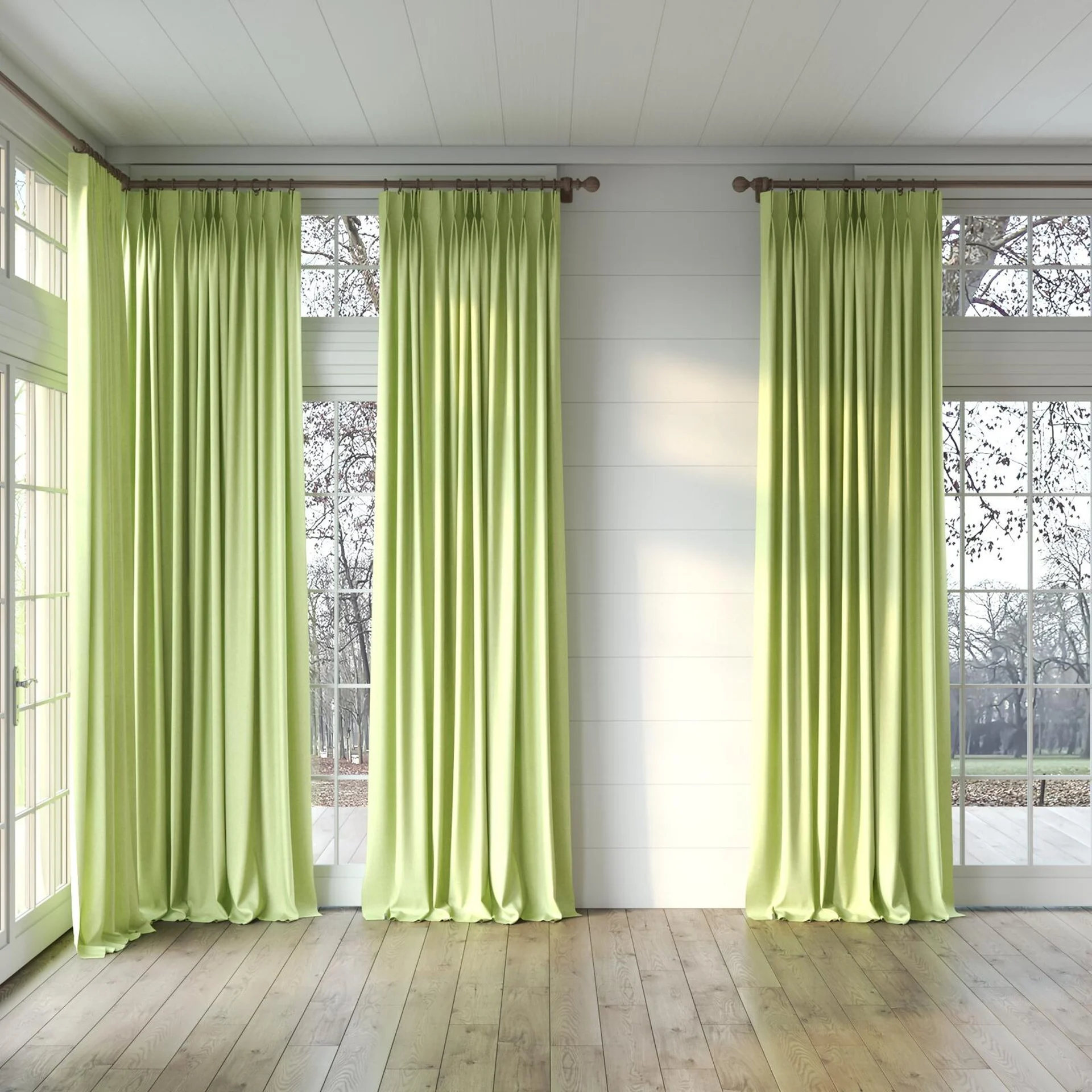 Full view of Hometown Apple, puddled, on curtain rod