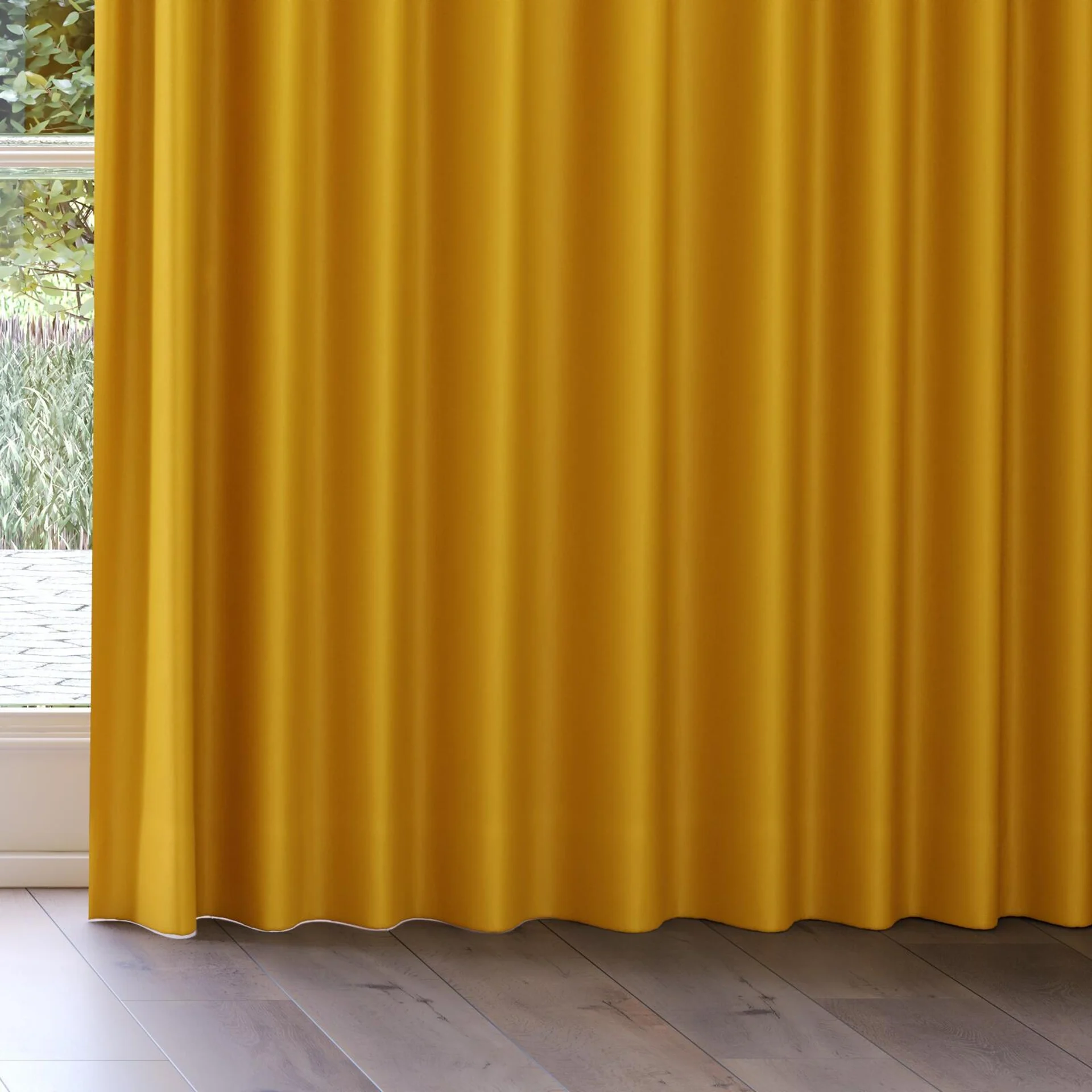 Bottom view of Woolskin Spice, on curtain rail
