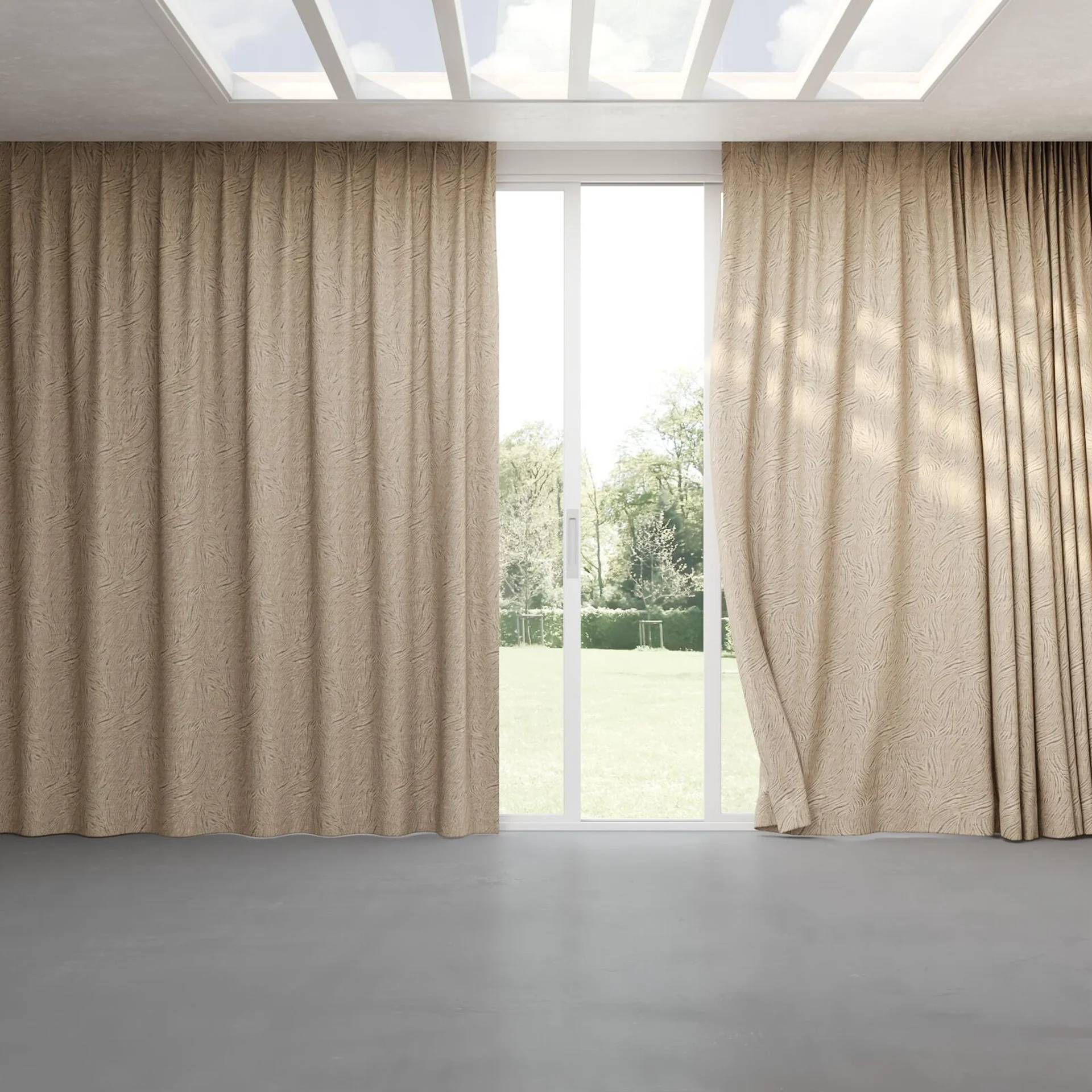 Full view of Principal Macaroon, pinch pleat