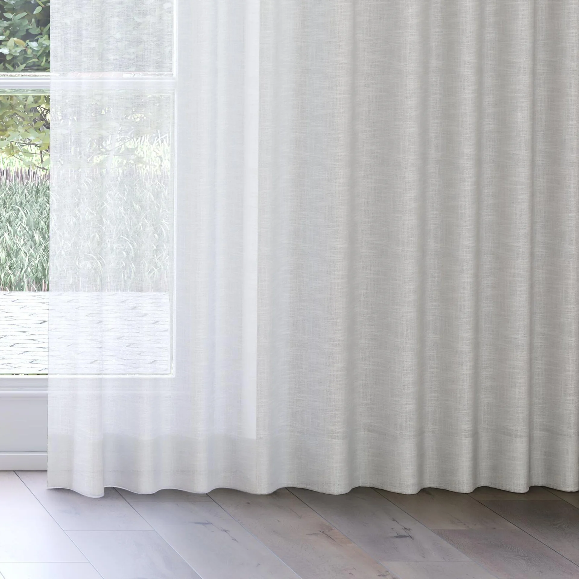 Bottom view of Verdant Pelican, on curtain rail