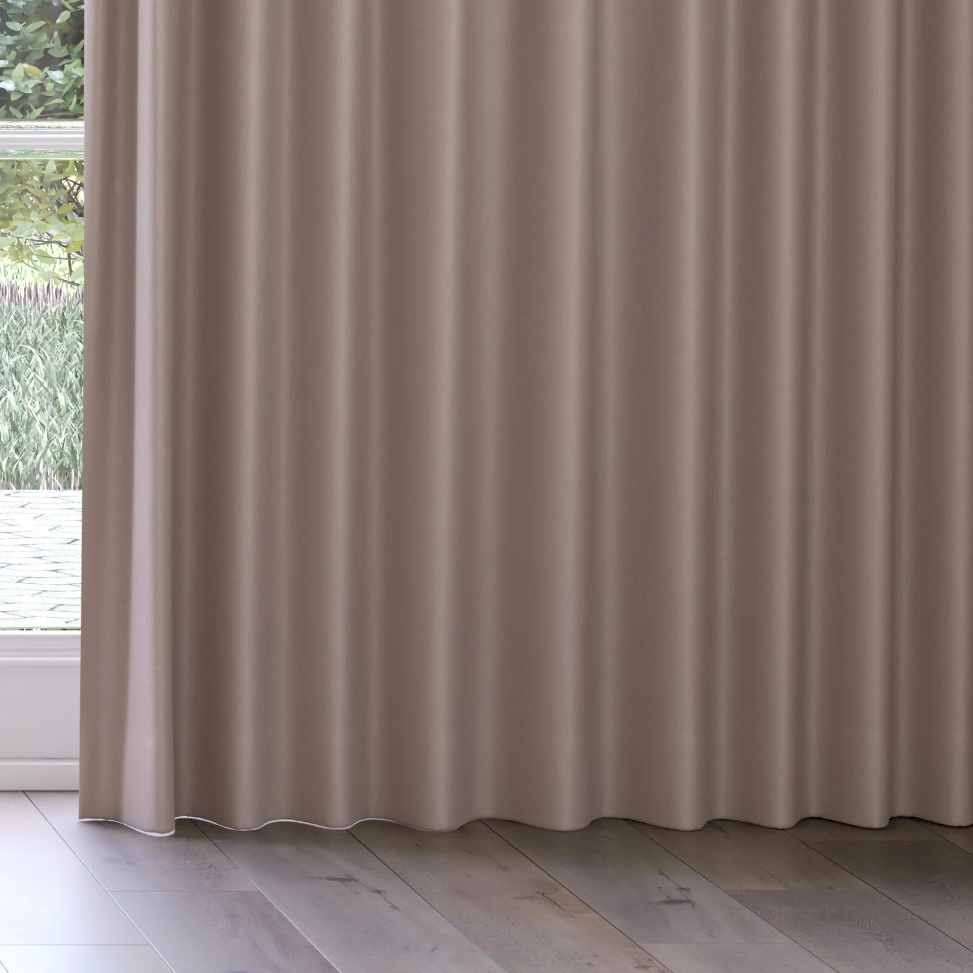Bottom view of Infinite Blush, on curtain rail