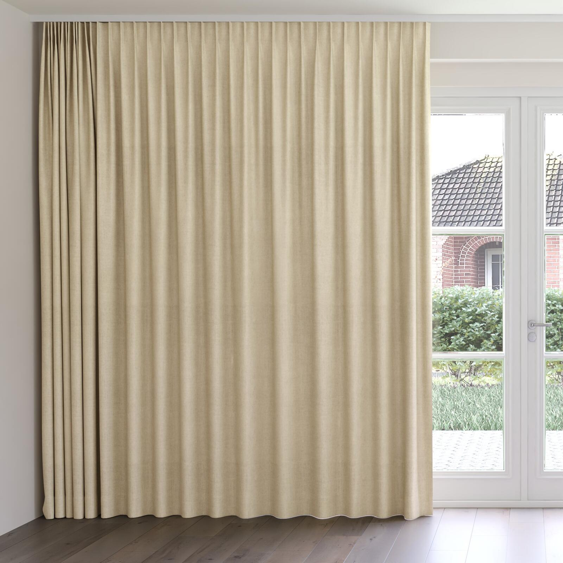 Front view of Monterey Flan, on curtain rail