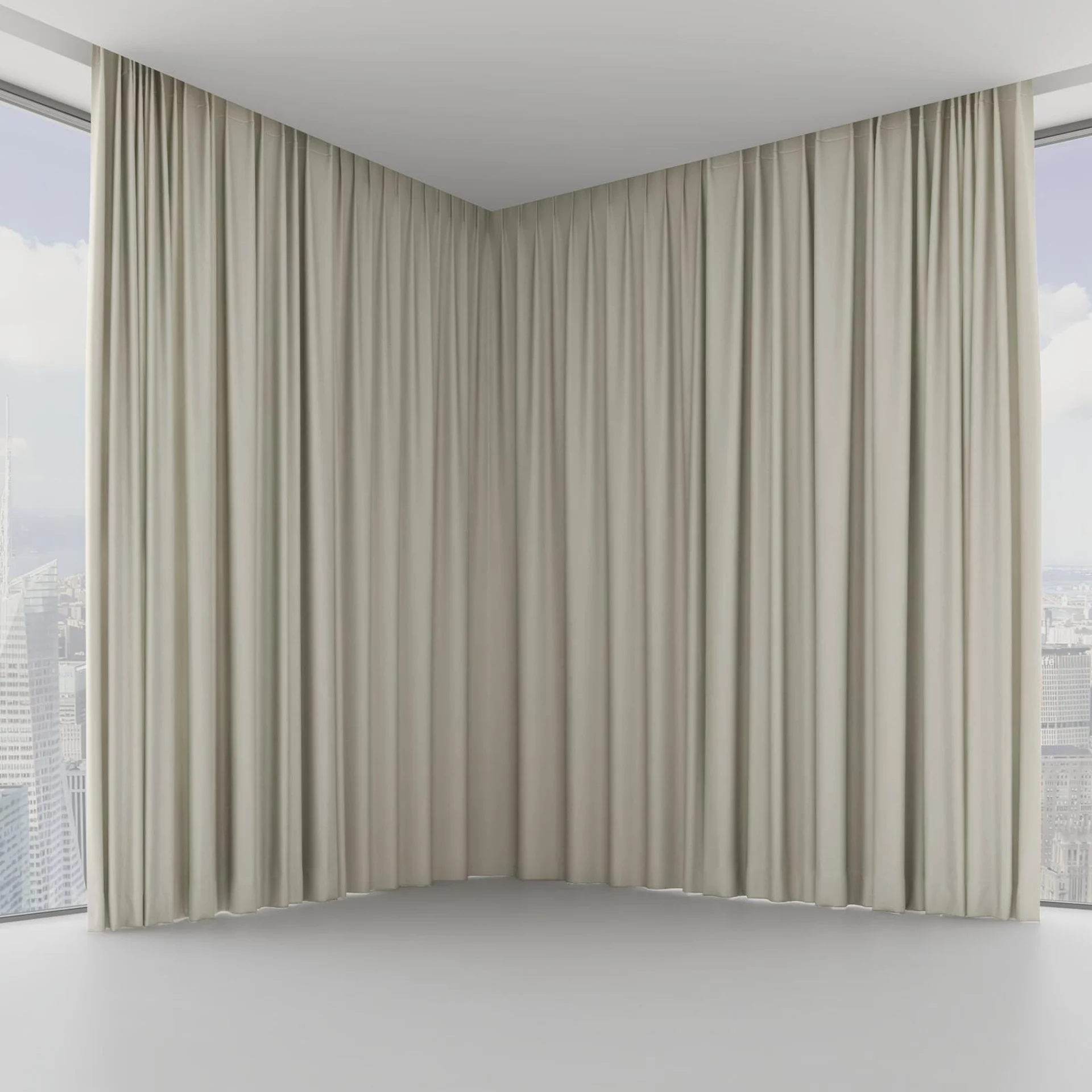 Front view of Kidglove Linen, on hidden rail
