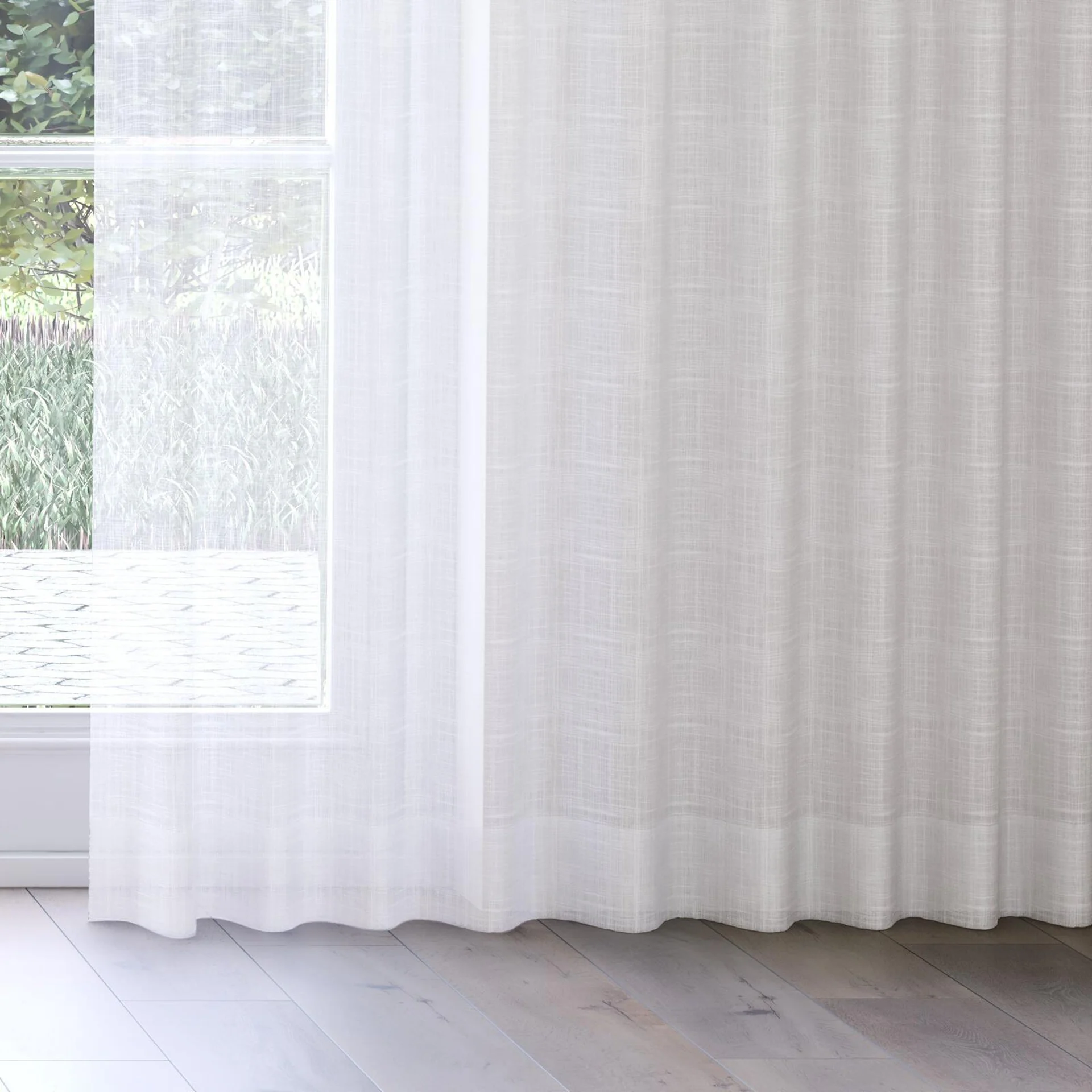 Bottom view of Kumo Recycled Snow, on curtain rail