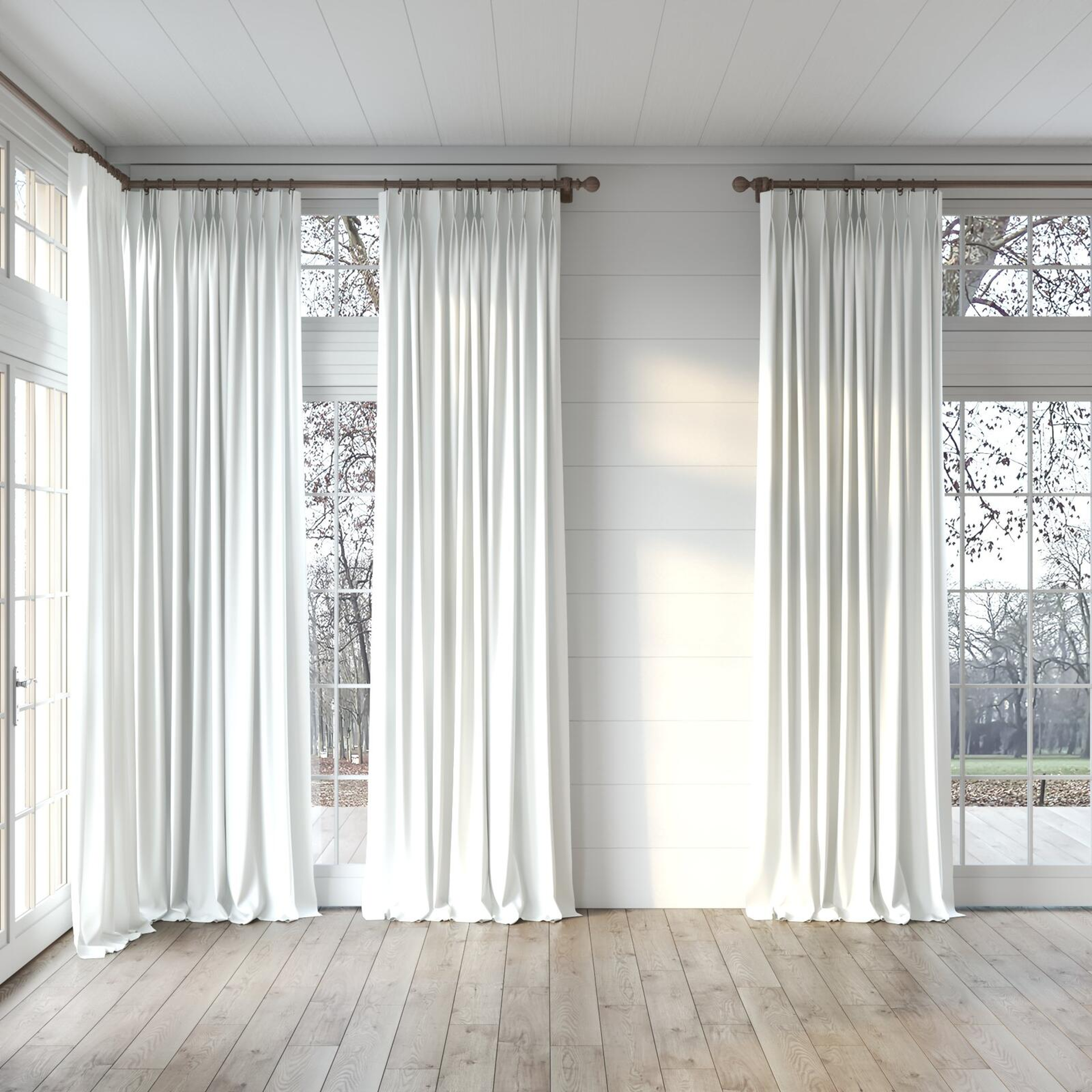 Full view of Vela Swan, puddled, on curtain rod