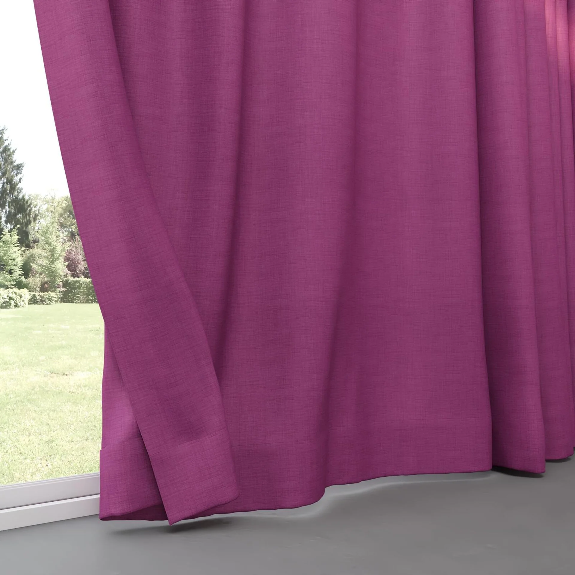 Bottom view of Loci Dim Out Fuchsia, pinch pleat