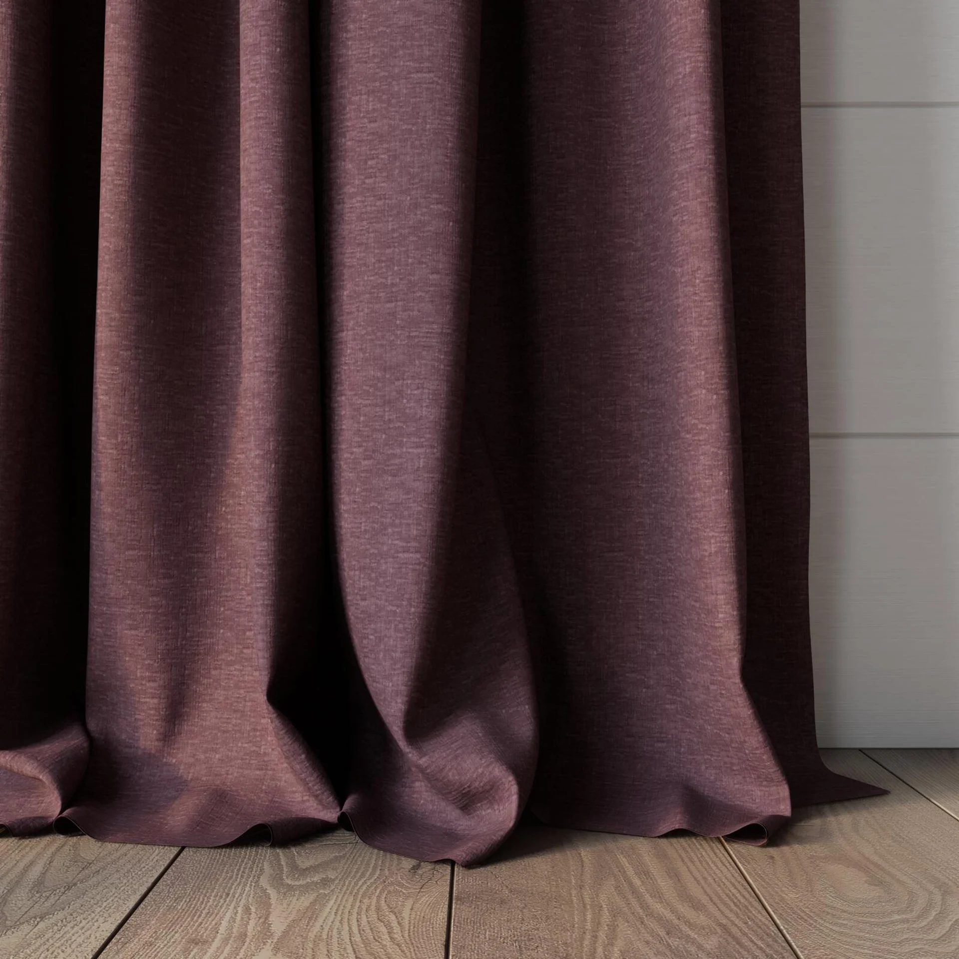 Bottom view of Coverlet Boudoir, puddled, on curtain rod