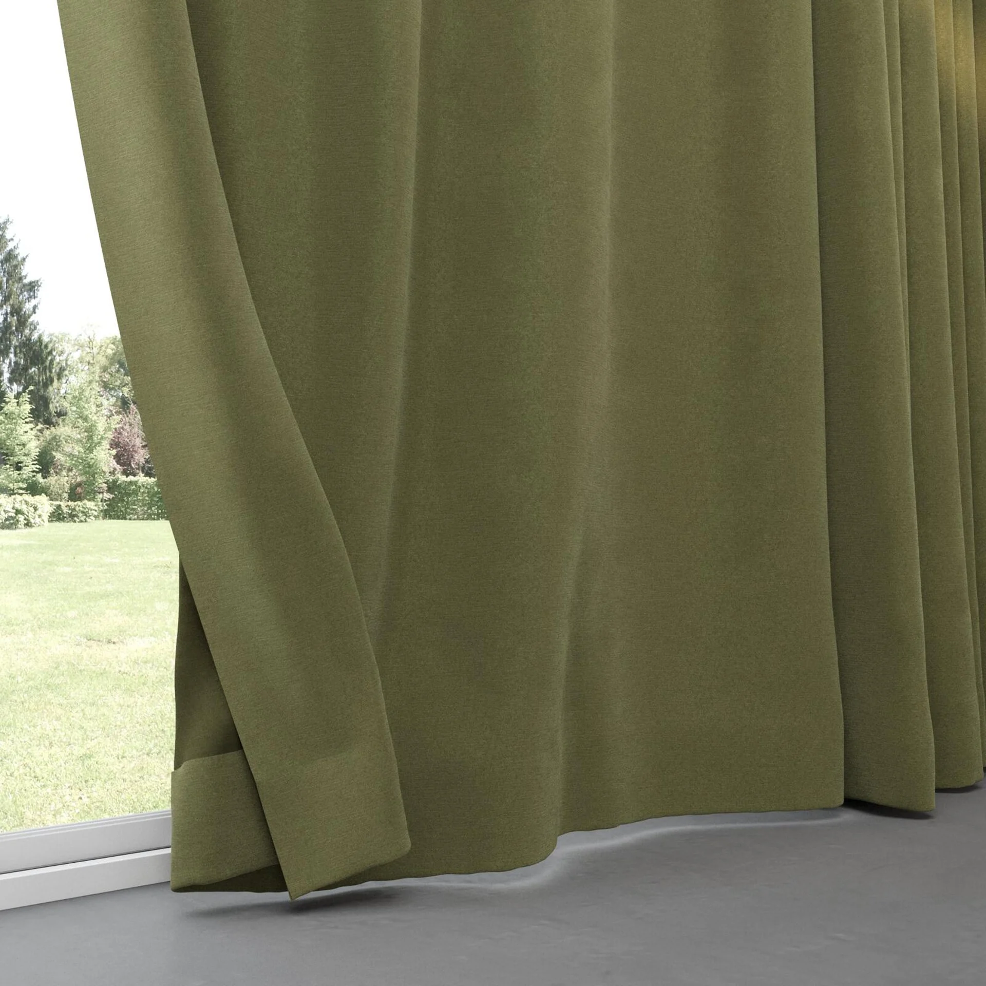 Bottom view of Moon Olive, pinch pleat