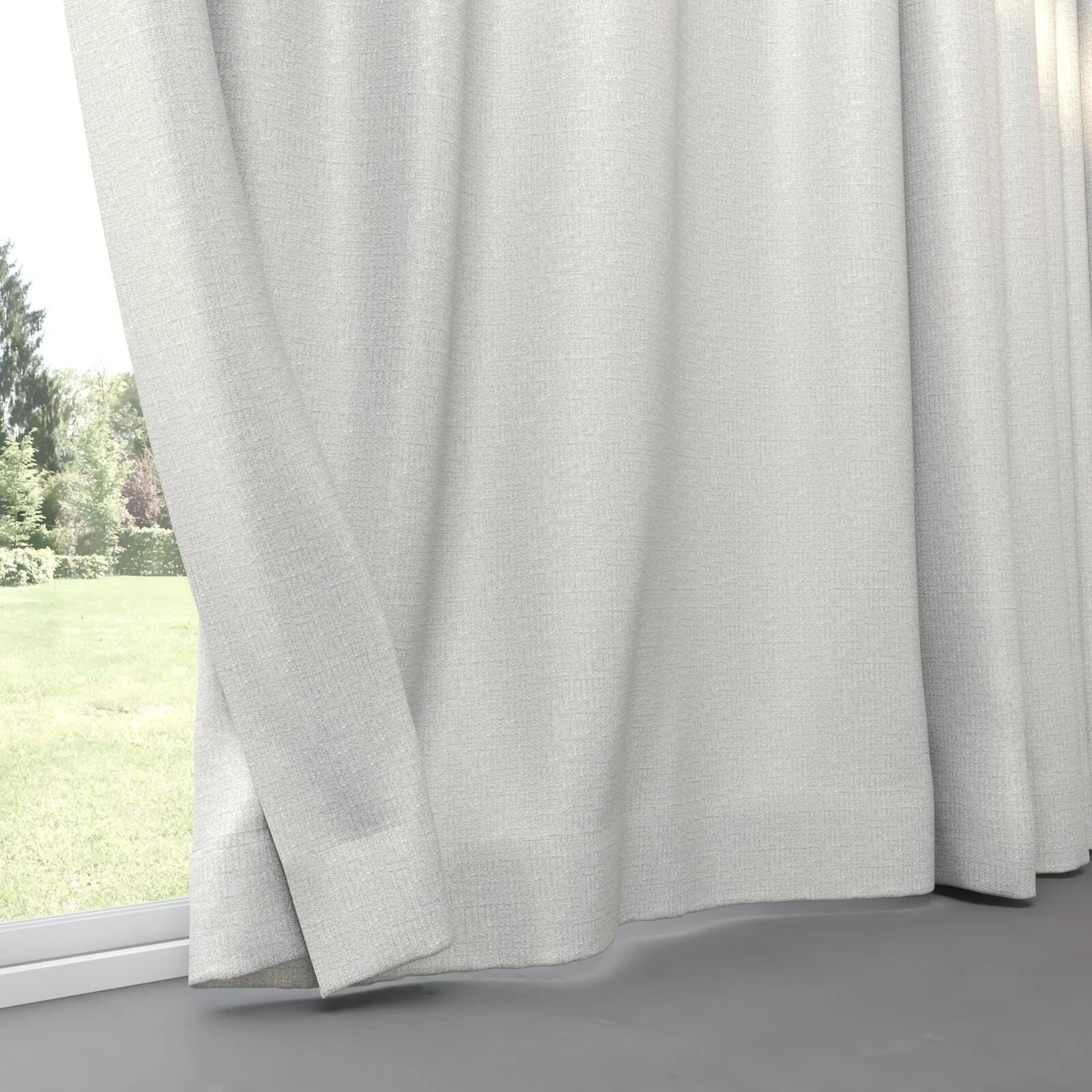 Bottom view of Kennedy FR Blackout Frost, pinch pleat