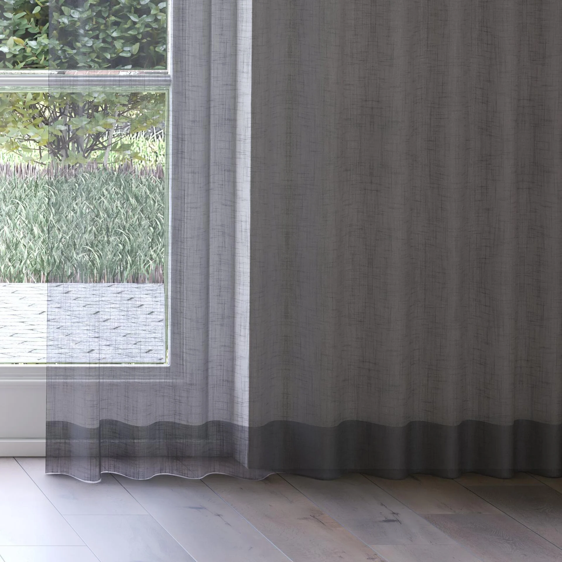 Bottom view of Attica Onyx, on curtain rail