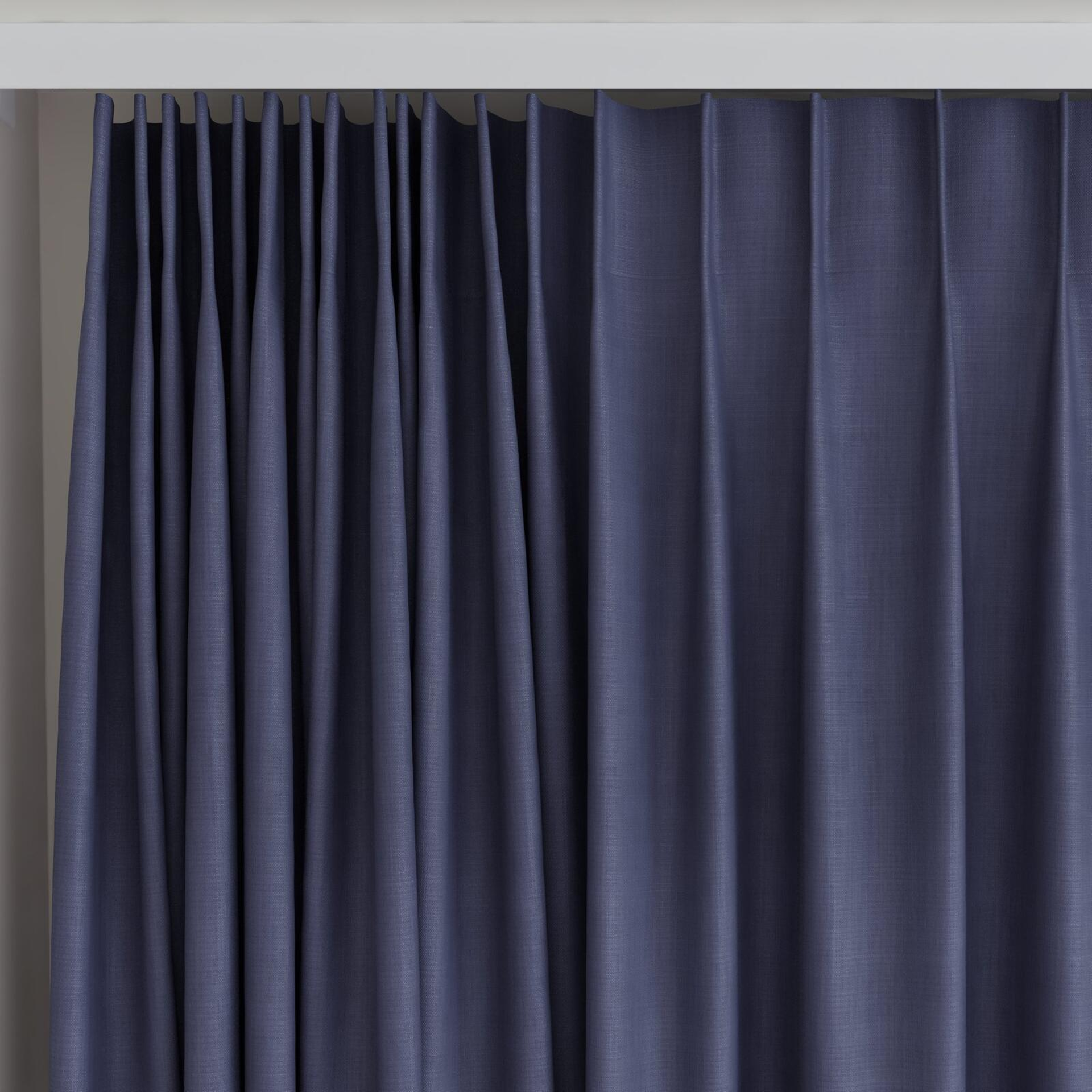 Top view of Lexicon Indigo, on curtain rail