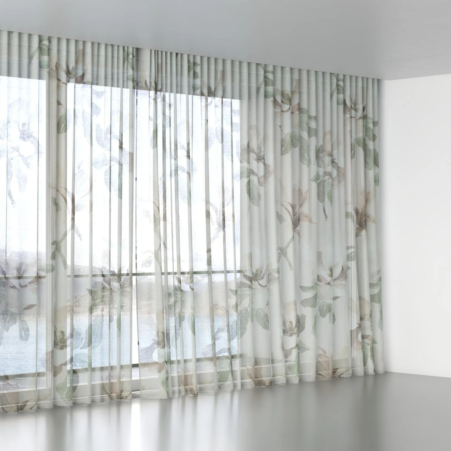 Full view of Magnolia Grande Sheer Musk, wave pleat
