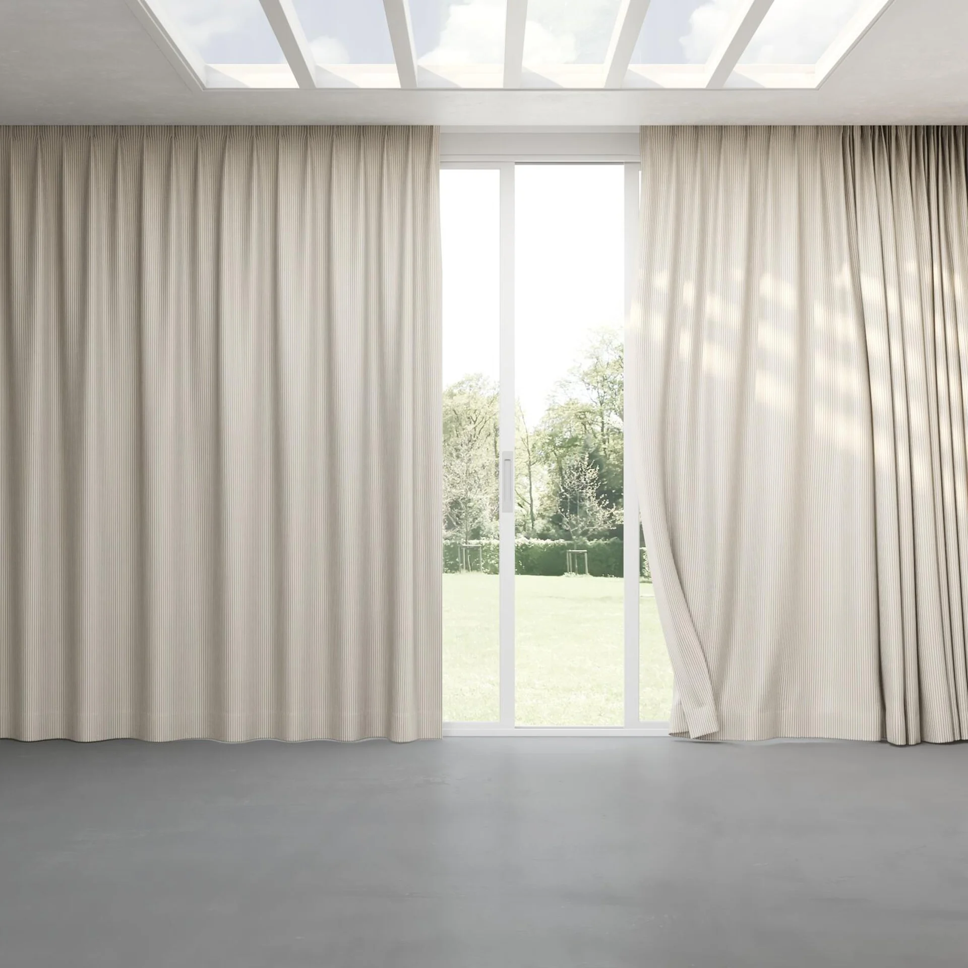 Full view of Nodulous Marzipan, pinch pleat