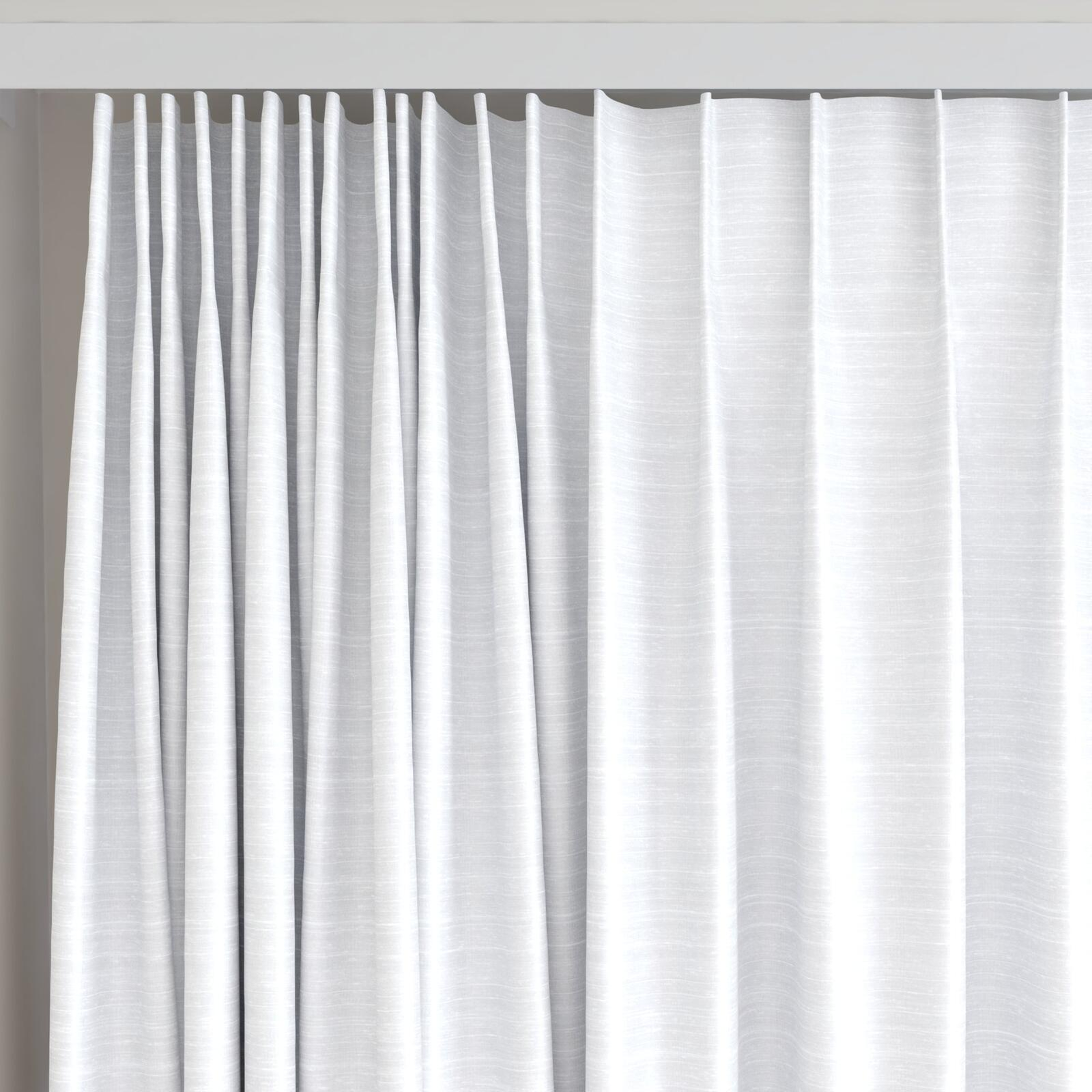 Top view of Silky Snow, on curtain rail