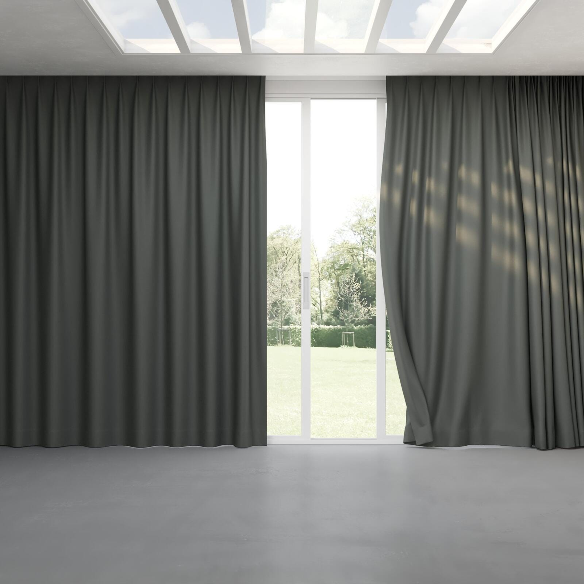 Full view of Infinite Flint, pinch pleat