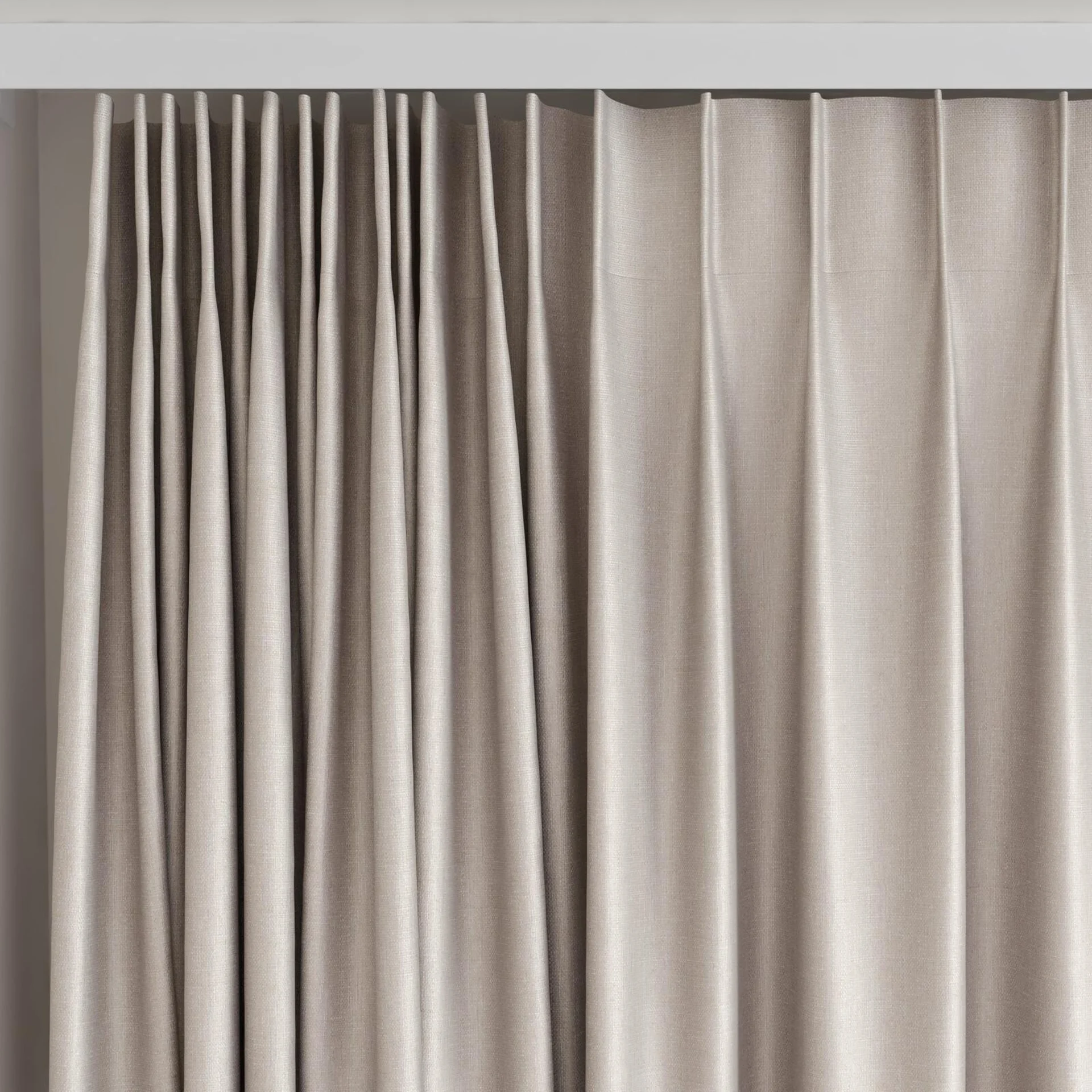 Top view of Stallion 2 Blackout String, on curtain rail