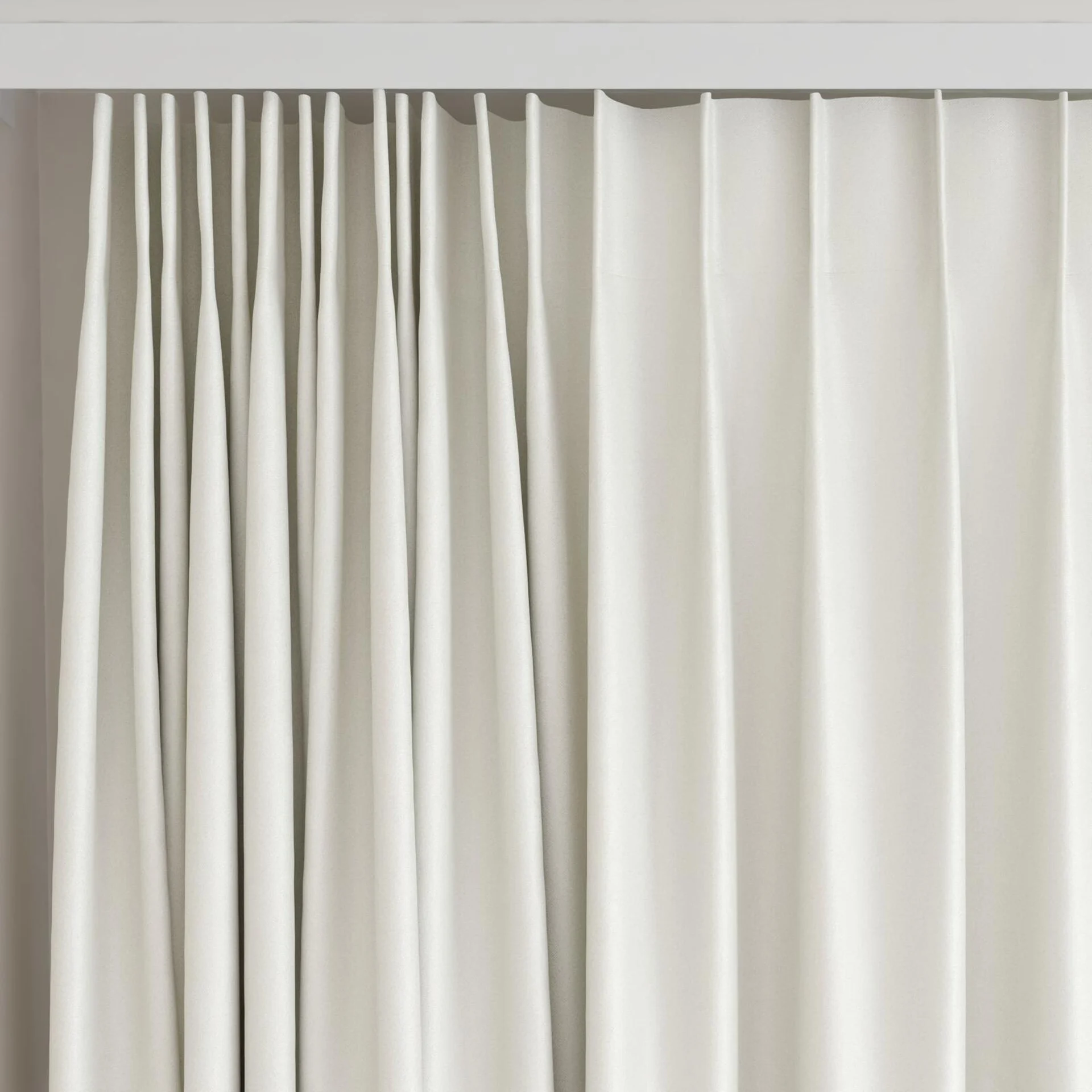 Top view of Heron Snow, on curtain rail