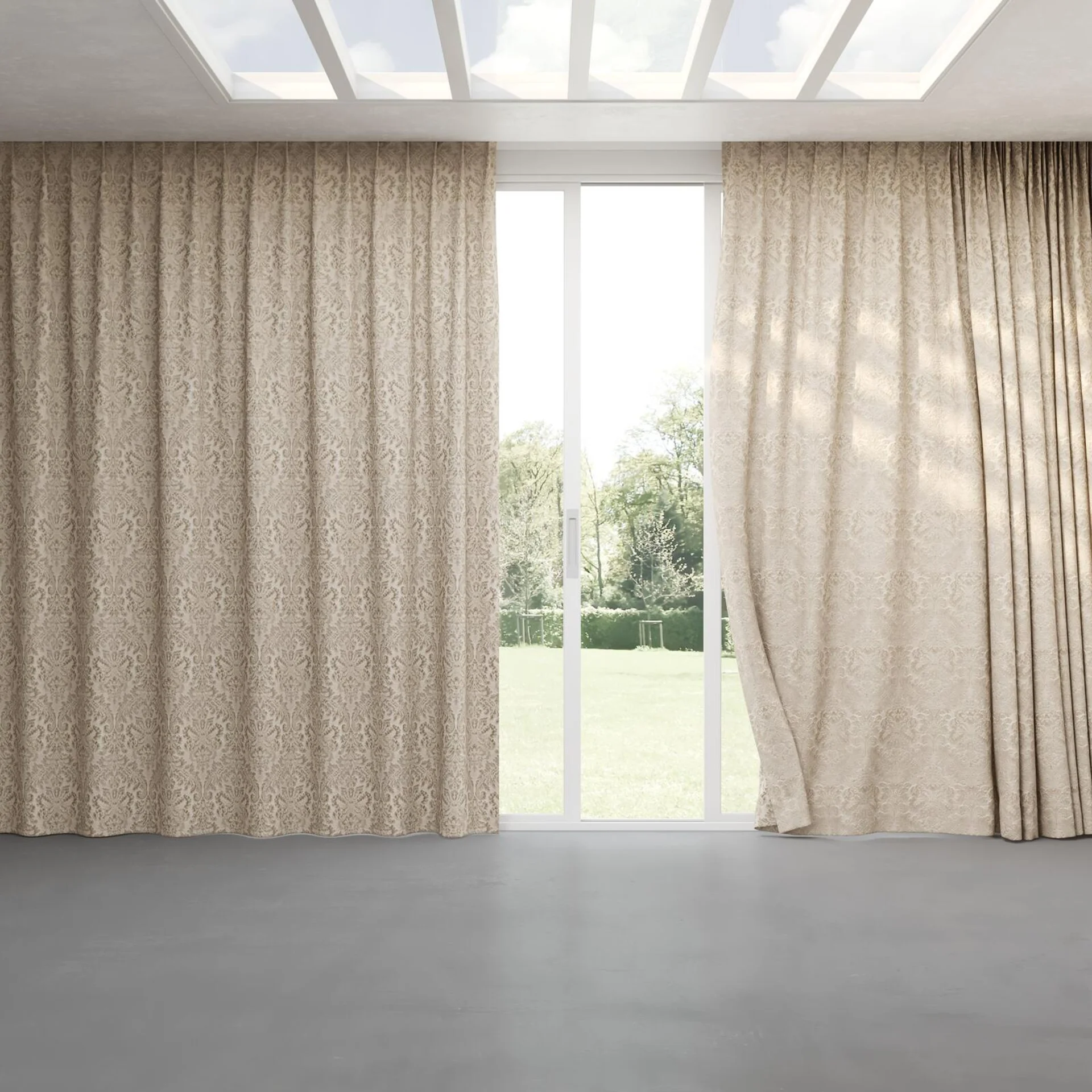 Full view of Gosh Pelican, pinch pleat