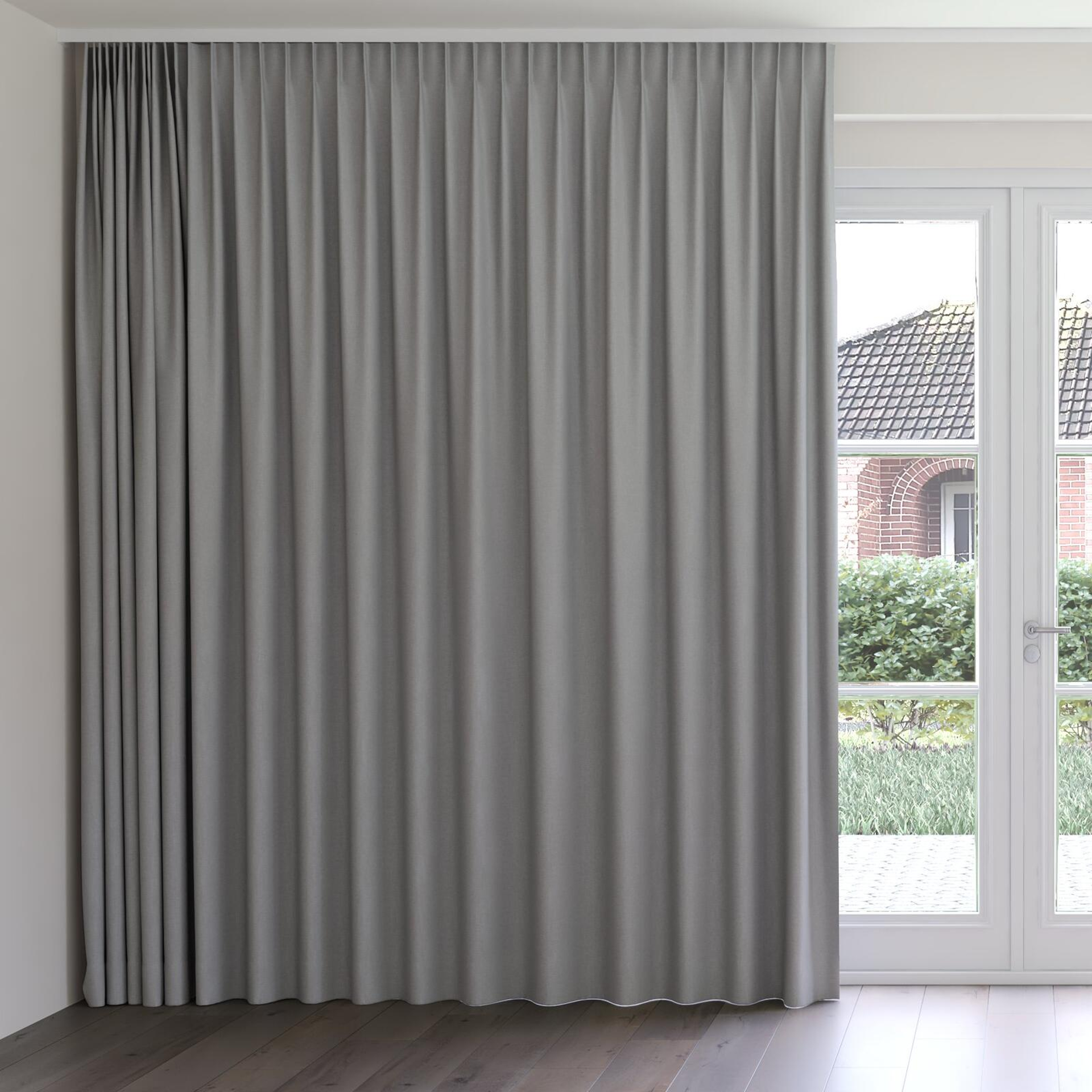 Front view of Coverlet Iron, on curtain rail