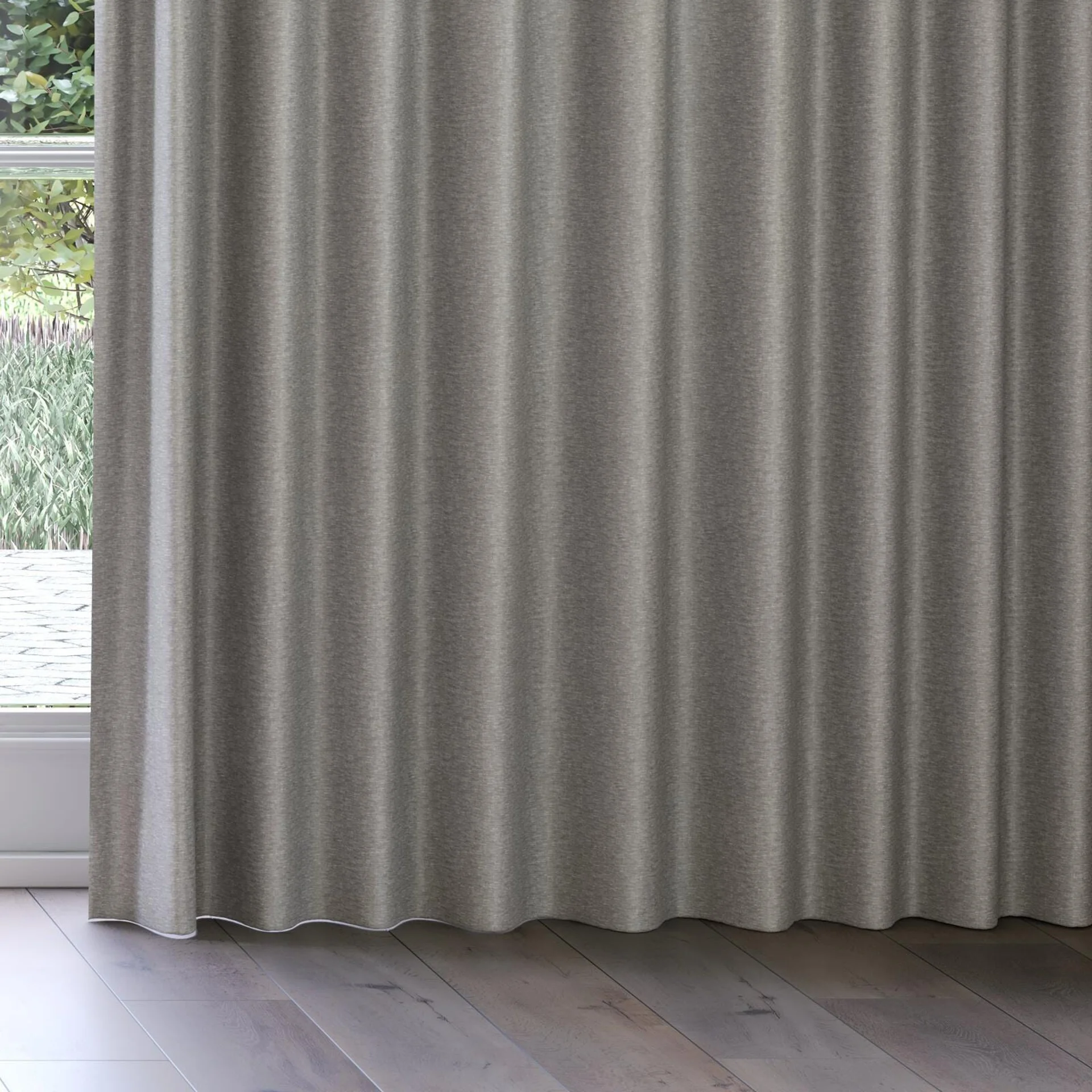 Bottom view of Glamour Liquorice, on curtain rail