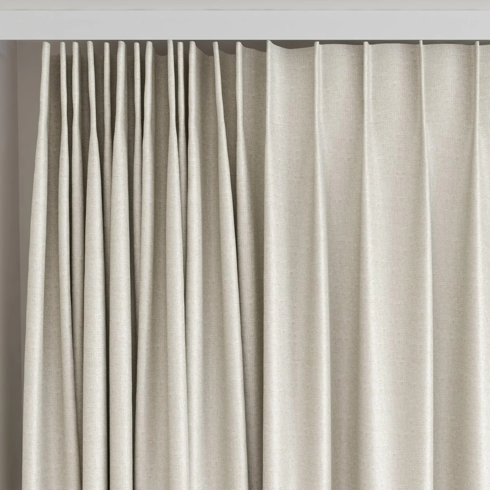 Top view of Ocean Jute, on curtain rail