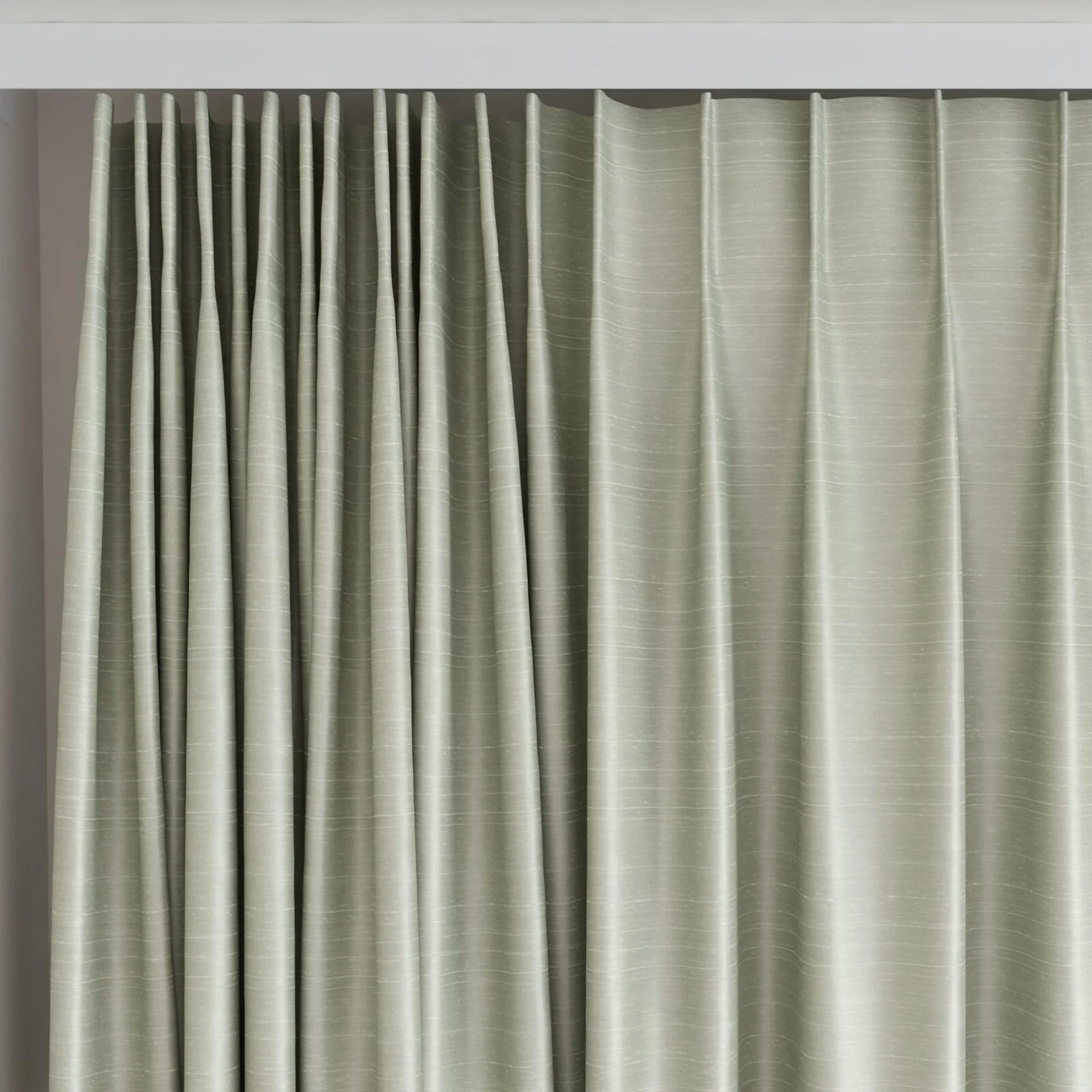 Top view of Silky Linden, on curtain rail