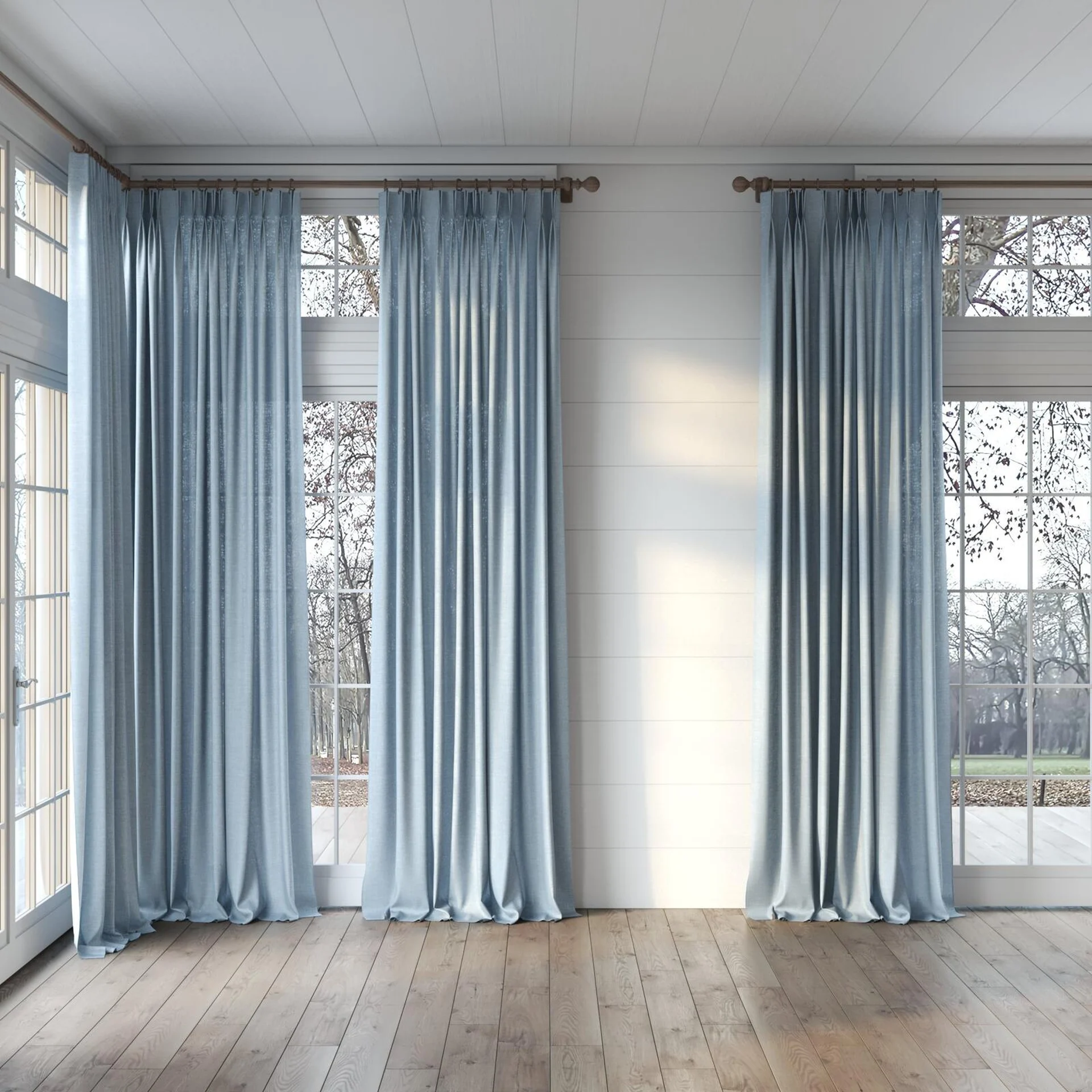 Full view of Motion Pool, puddled, on curtain rod