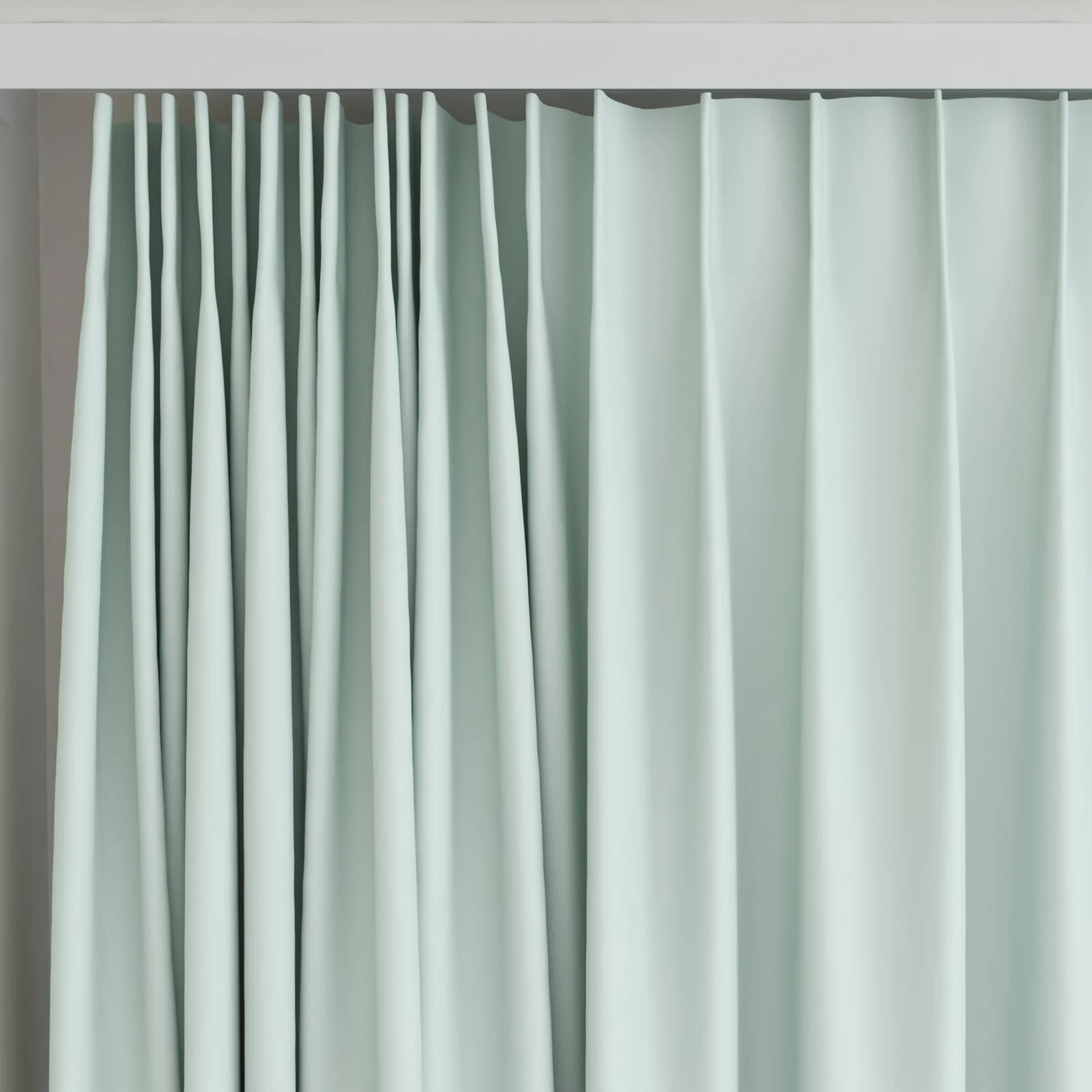 Top view of Vesta Duckegg, on curtain rail