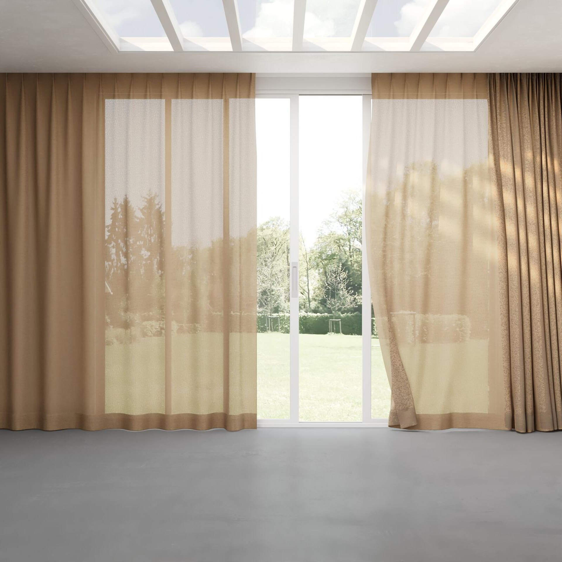 Full view of Revel Caramel, pinch pleat
