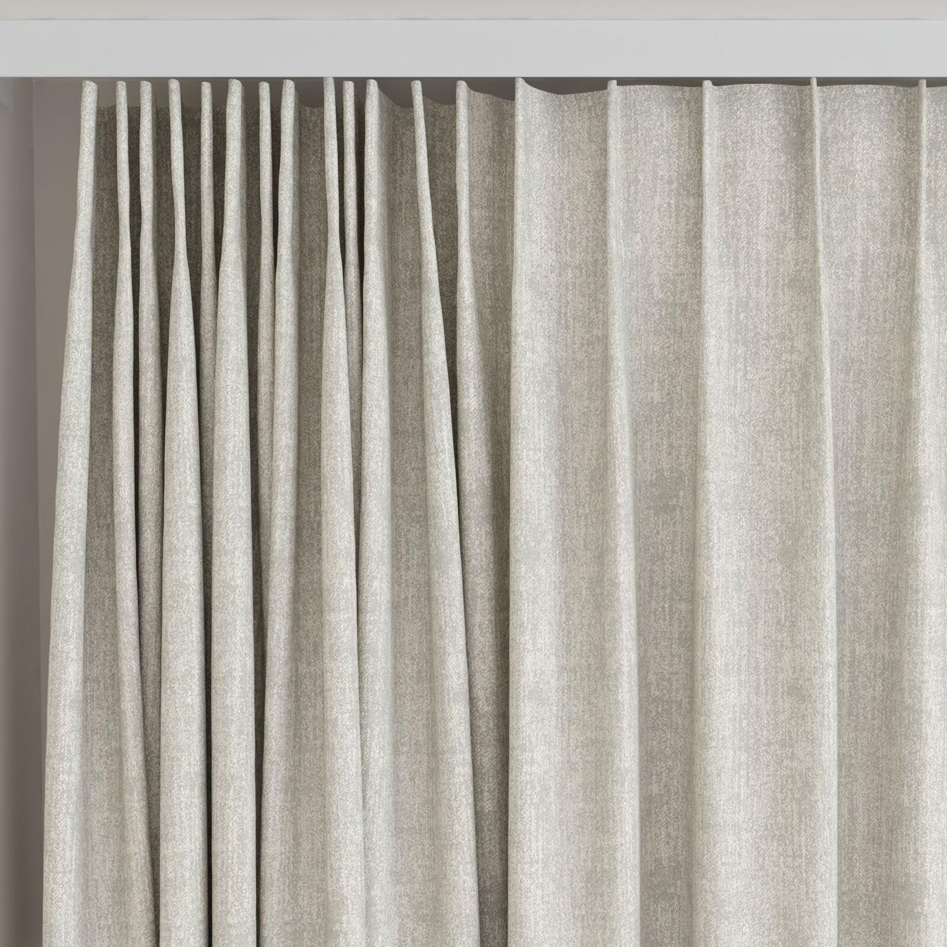 Top view of Effortless Mineral, on curtain rail