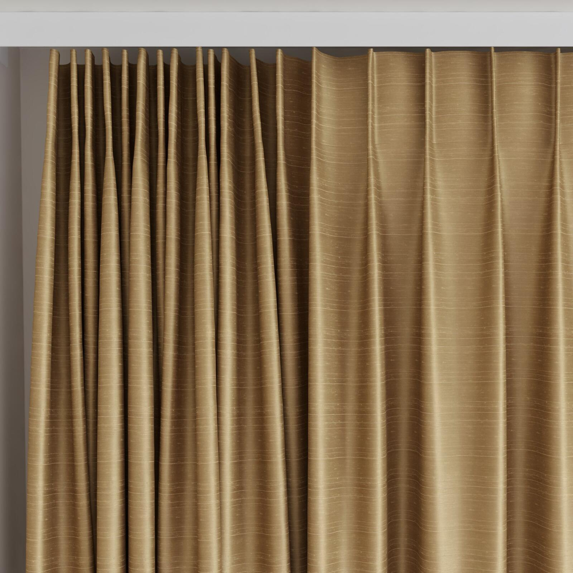 Top view of Silky Biscuit, on curtain rail