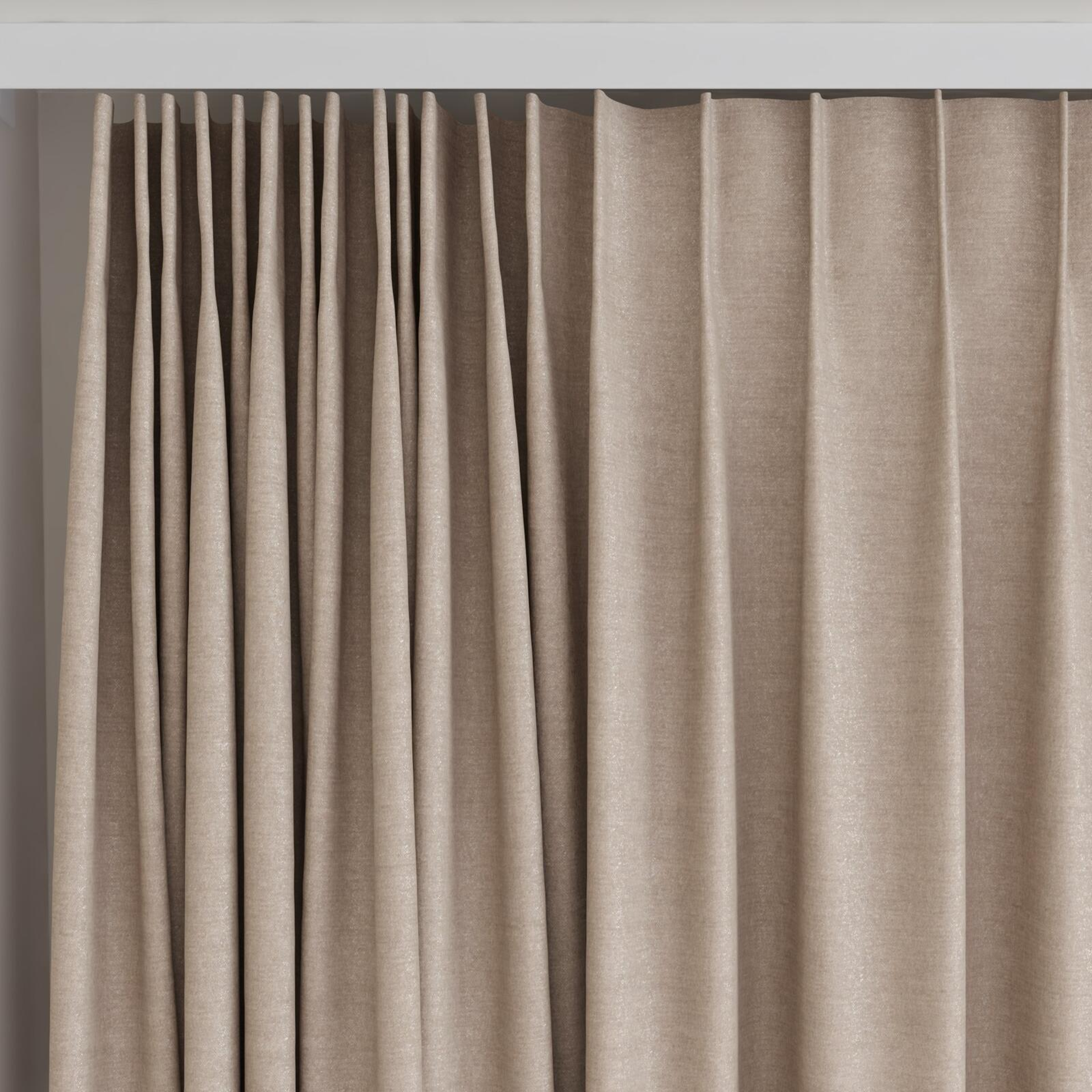 Top view of Drama Linen, on curtain rail