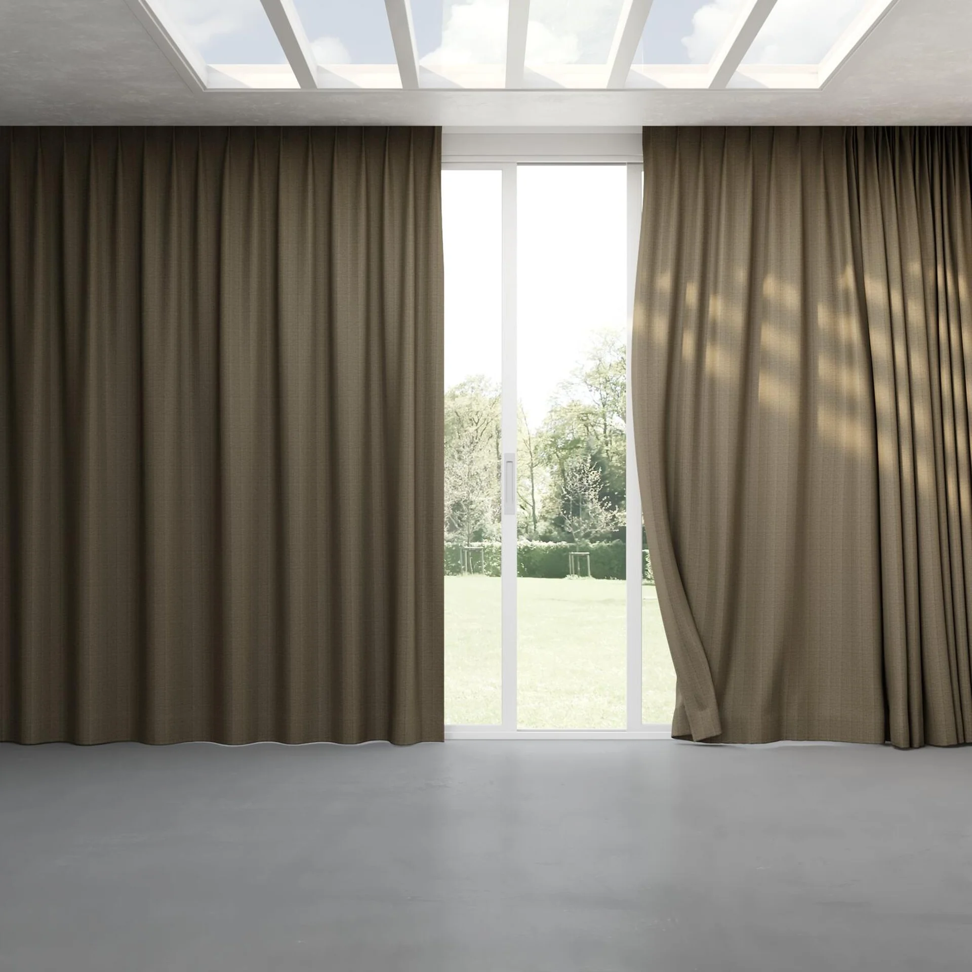 Full view of Trailblazer Slate, pinch pleat