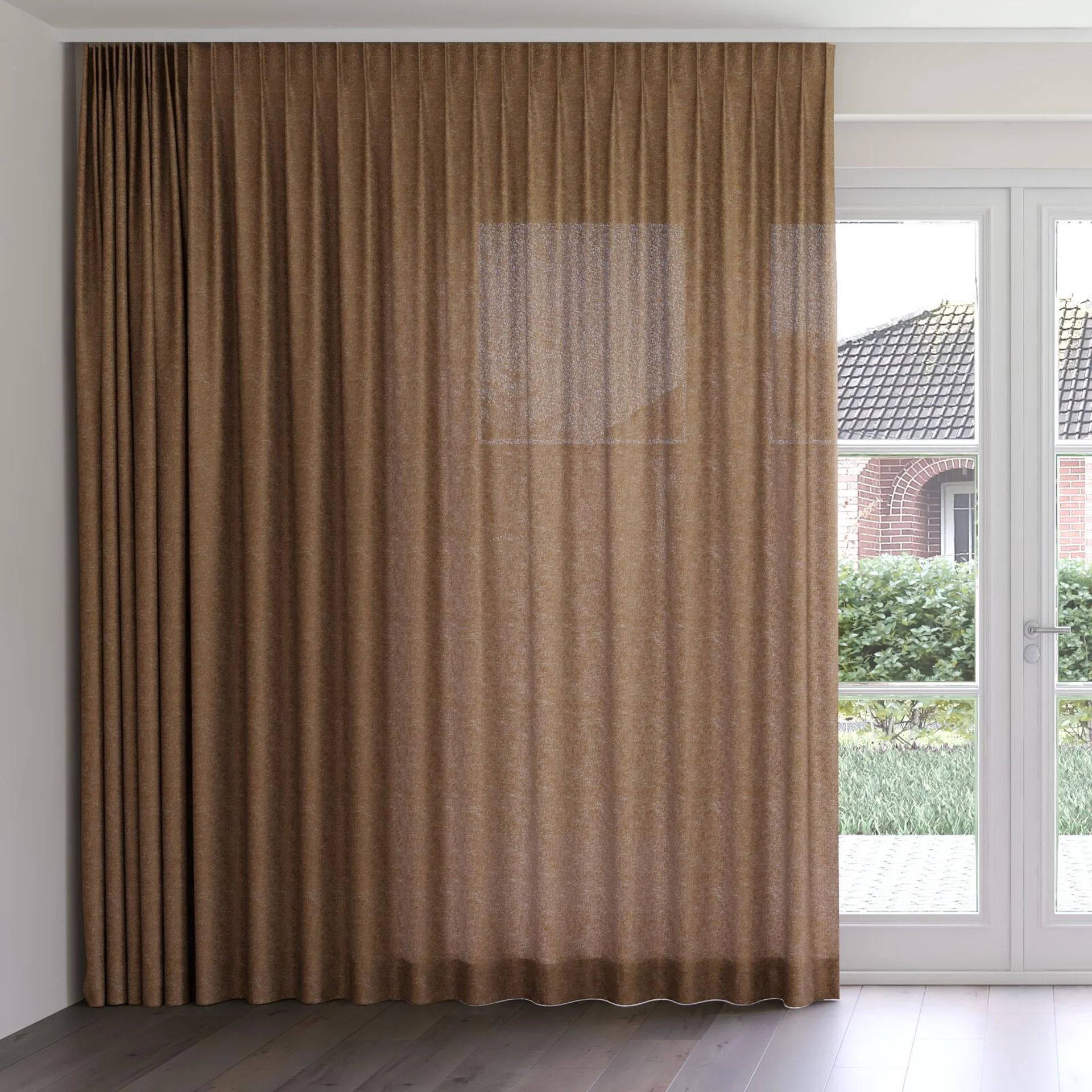 Front view of Metallique Copper, on curtain rail