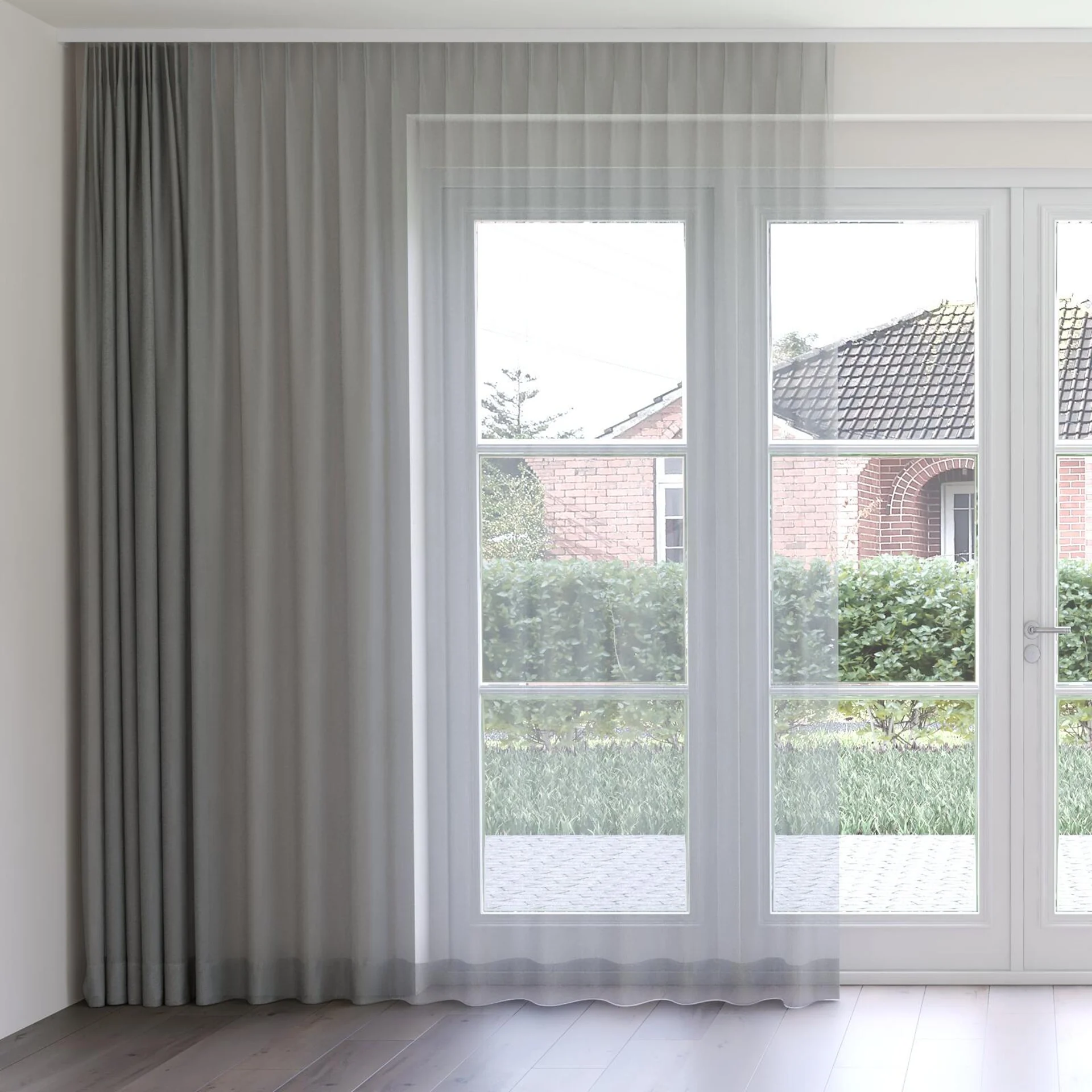 Front view of Sardinia Basalt, on curtain rail