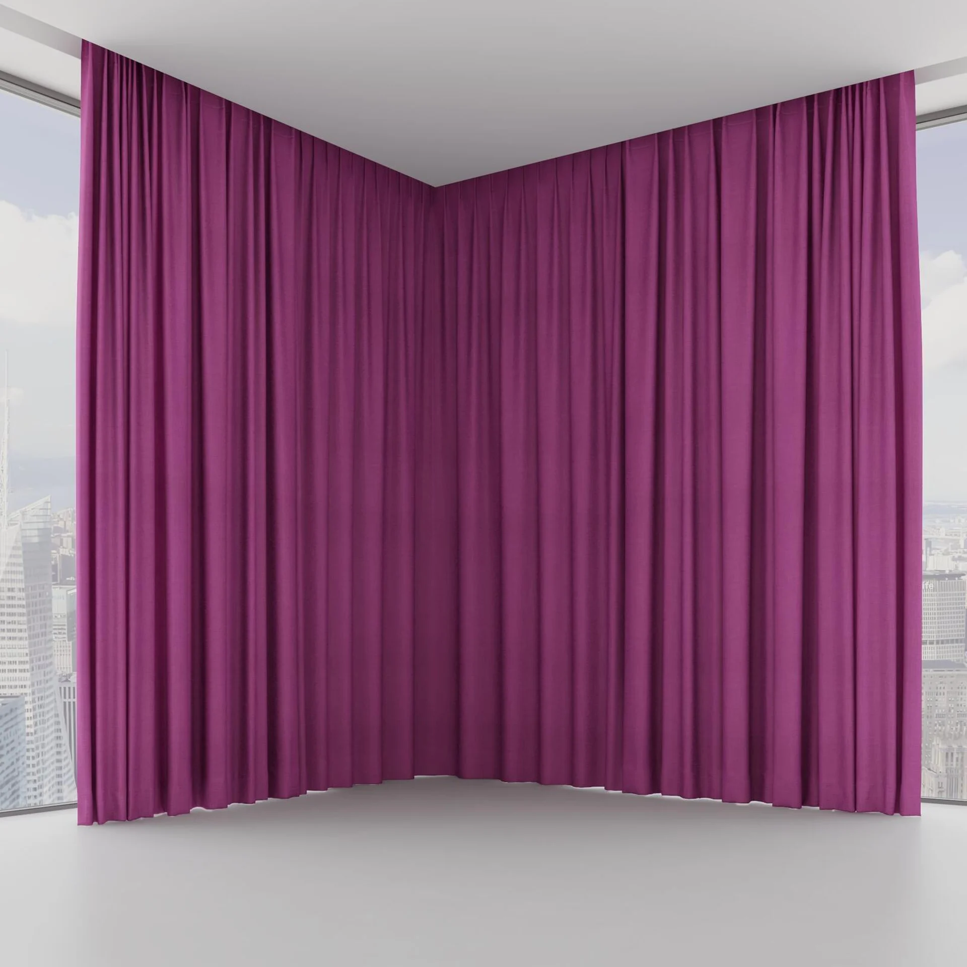Front view of Loci Dim Out Fuchsia, on hidden rail