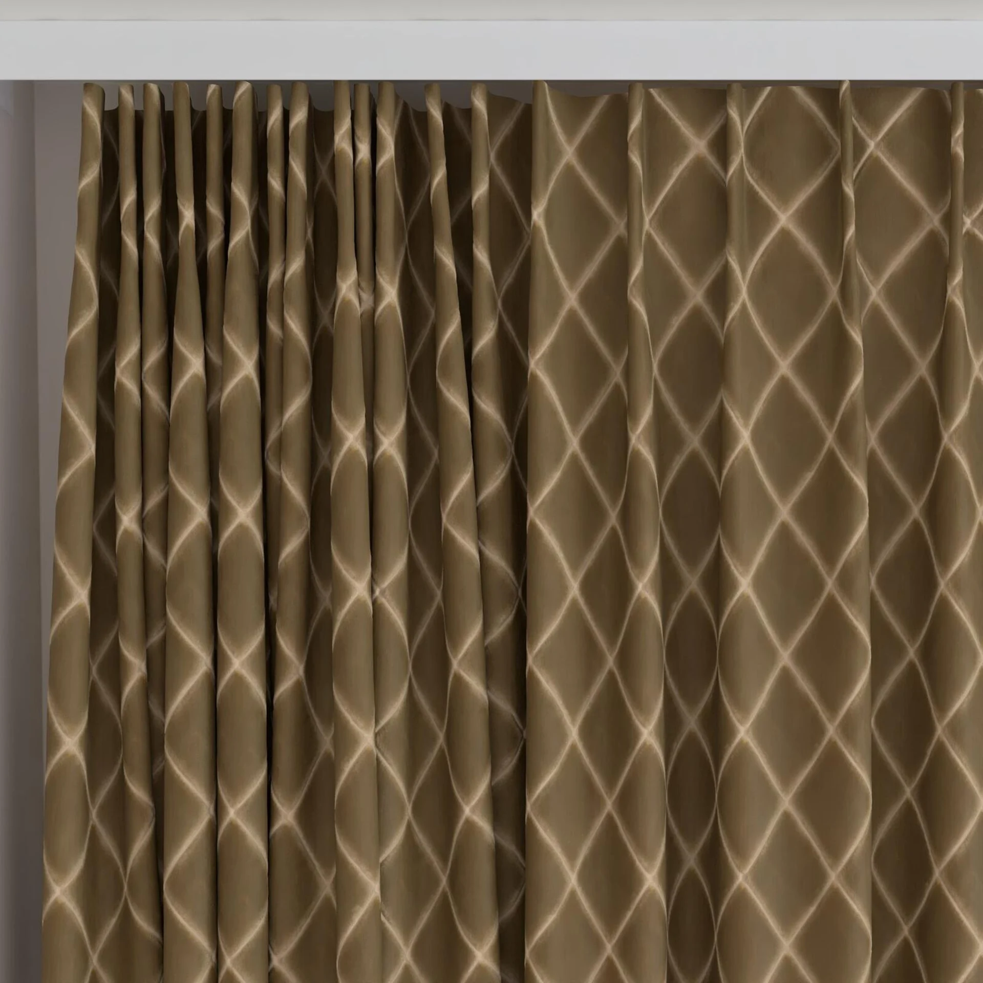 Top view of Pantheon Caramel, on curtain rail