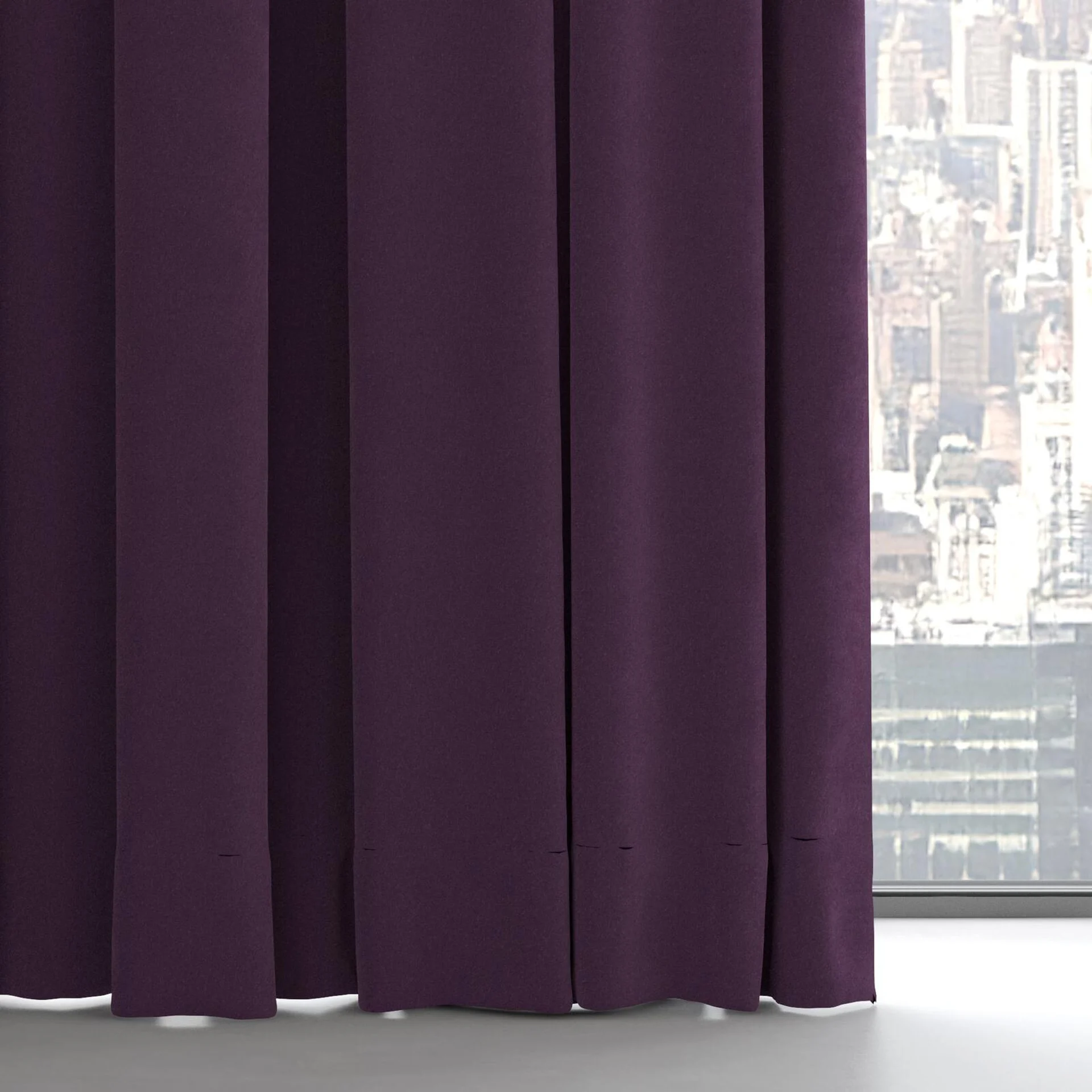Bottom view of Lux Velvet Aubergine 8612, on hidden rail