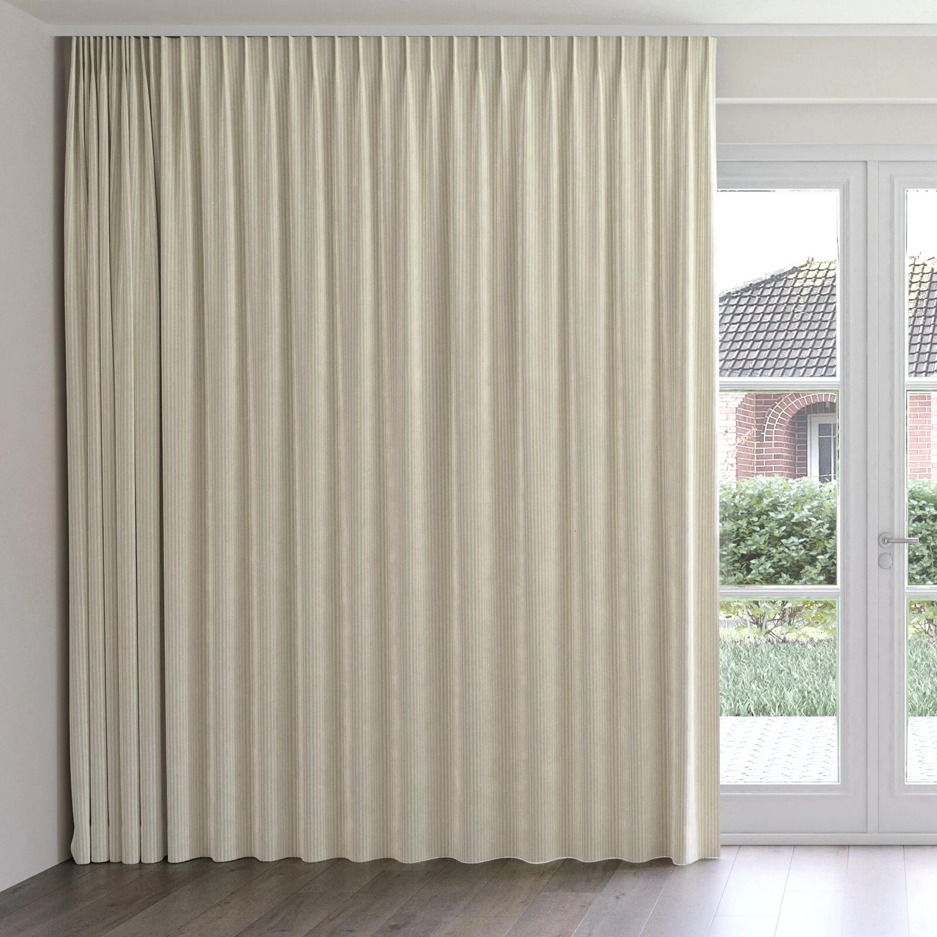 Front view of Embrace Marble, on curtain rail