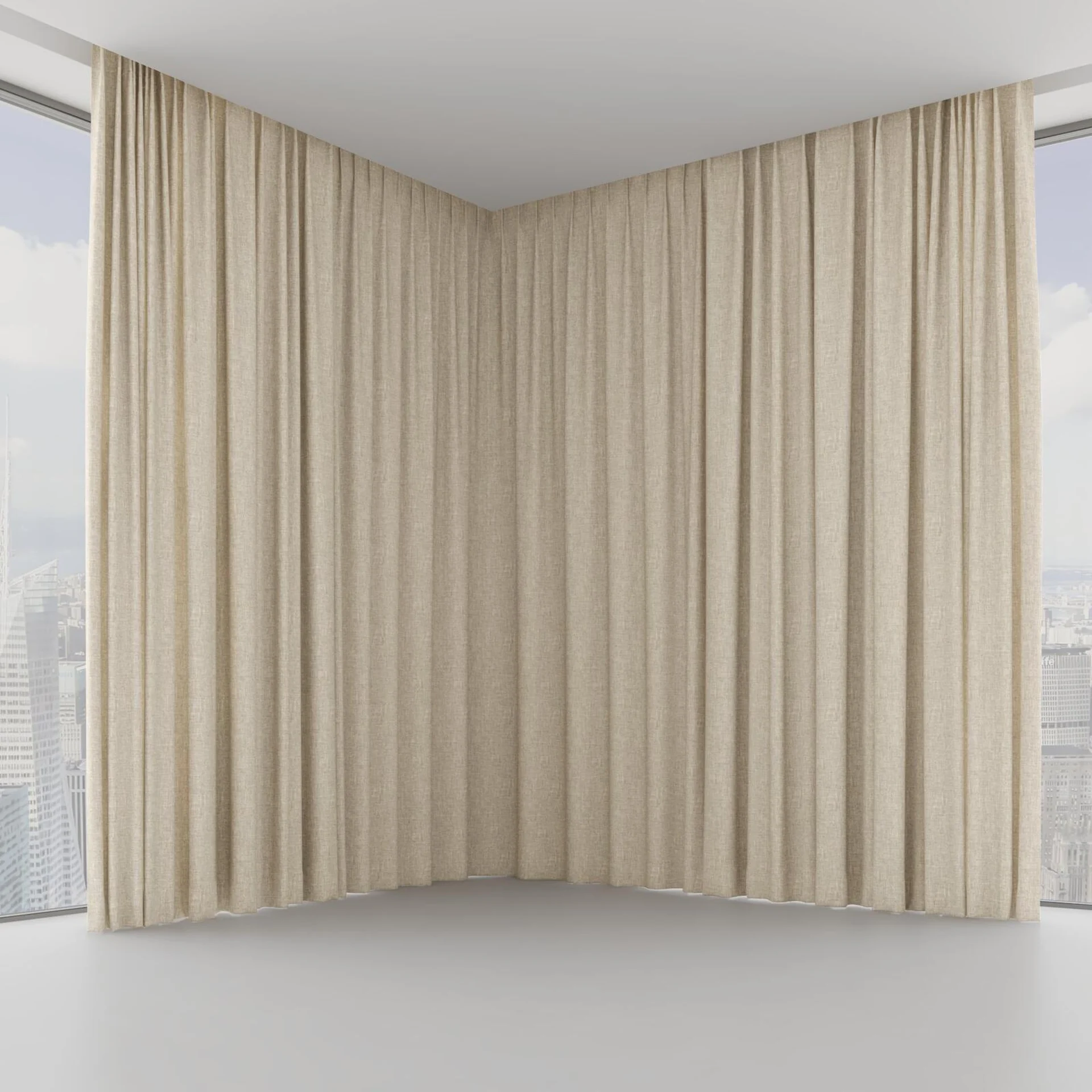Front view of Dryland Raffia, on hidden rail