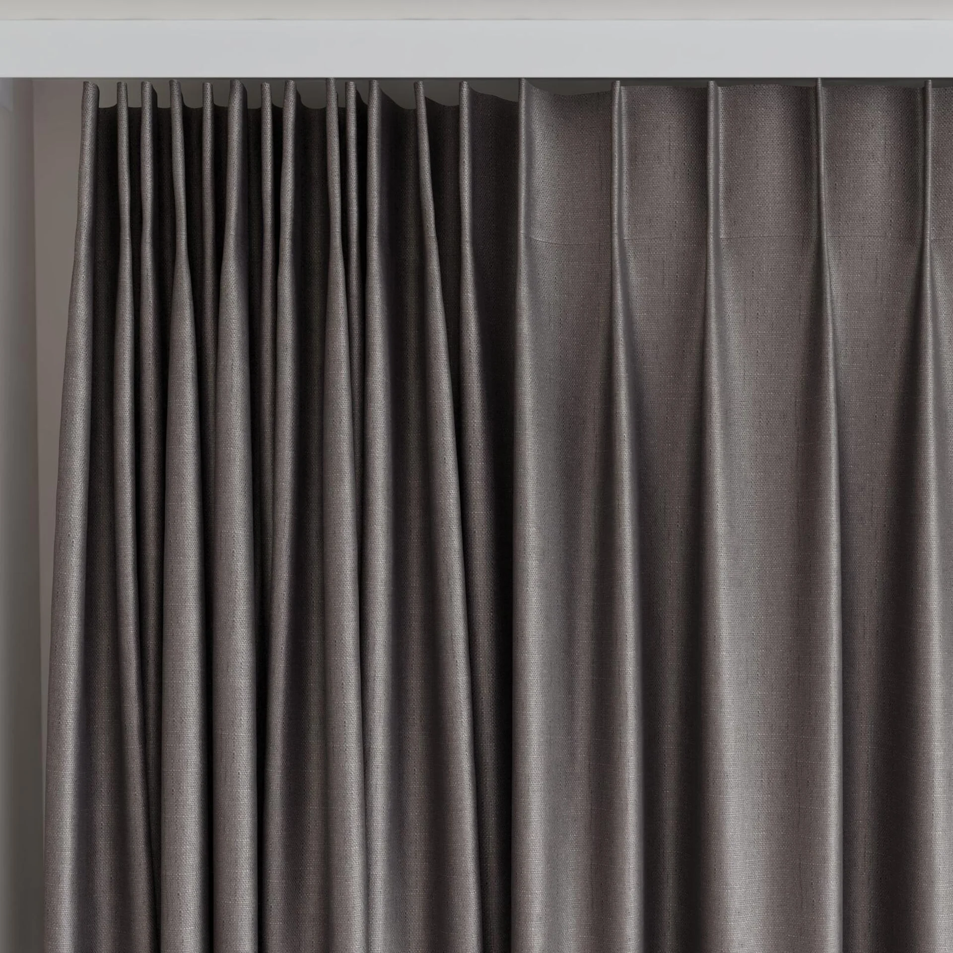 Top view of Stallion 2 Blackout Flint, on curtain rail