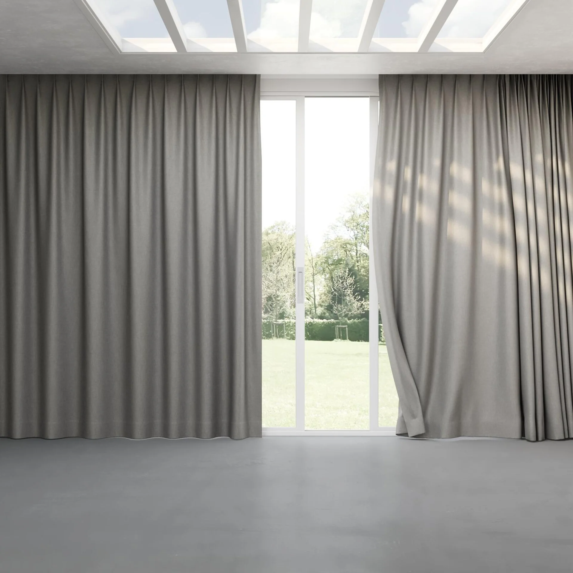 Full view of Perfecto Zinc, pinch pleat