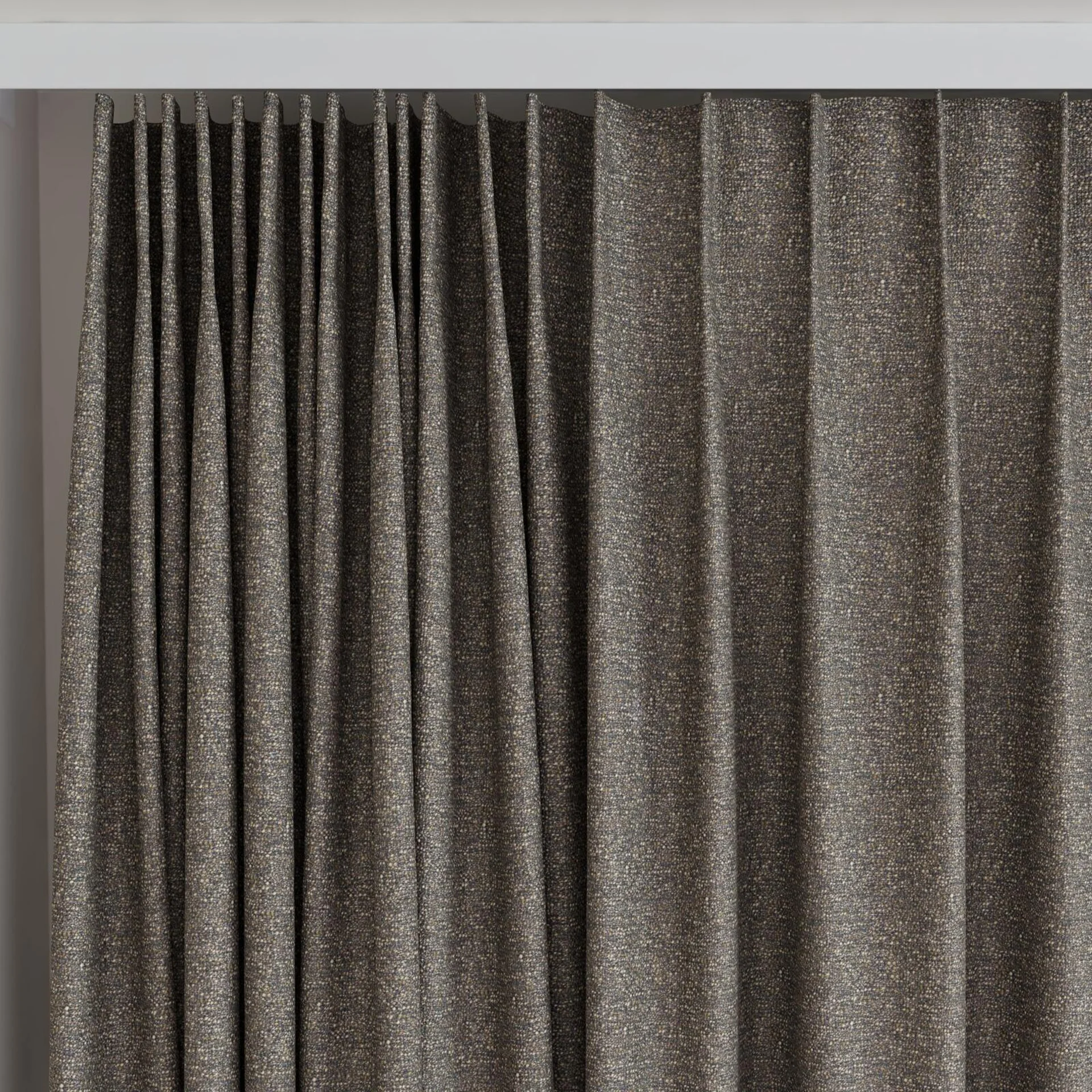 Top view of Bora Bora Husk, on curtain rail